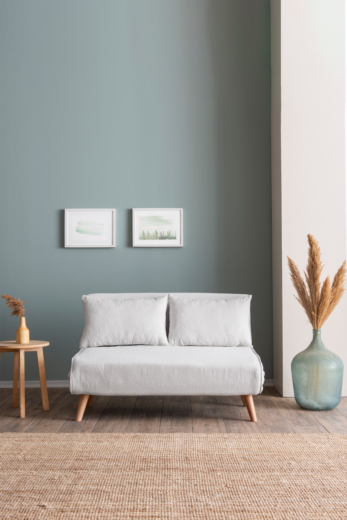 Foldable Sofa Bed 2-Seater White