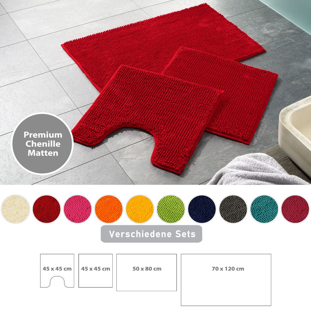 2x Microfaser Badematte Rot Öko-Tex Standard 100