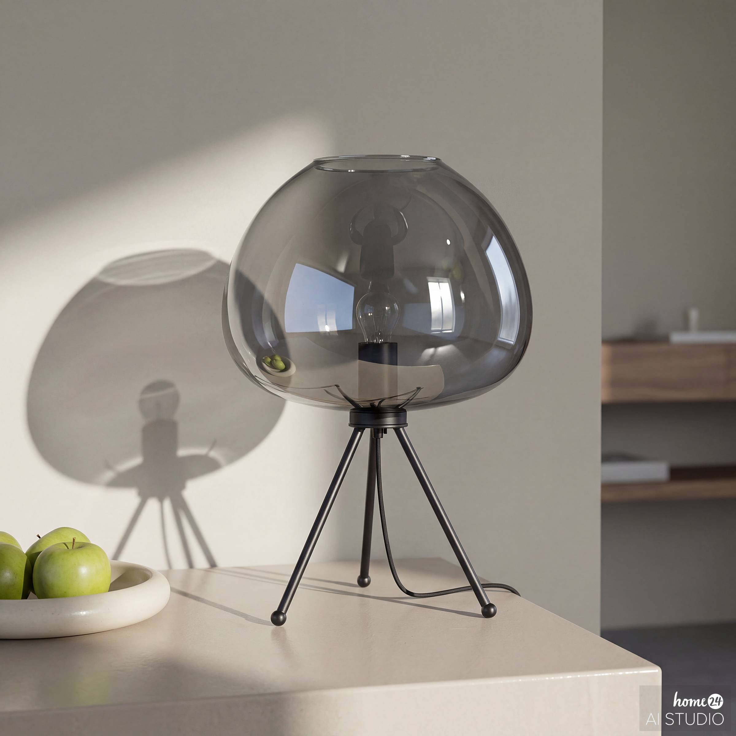 Tischleuchte ARA Rauchglas Eisen