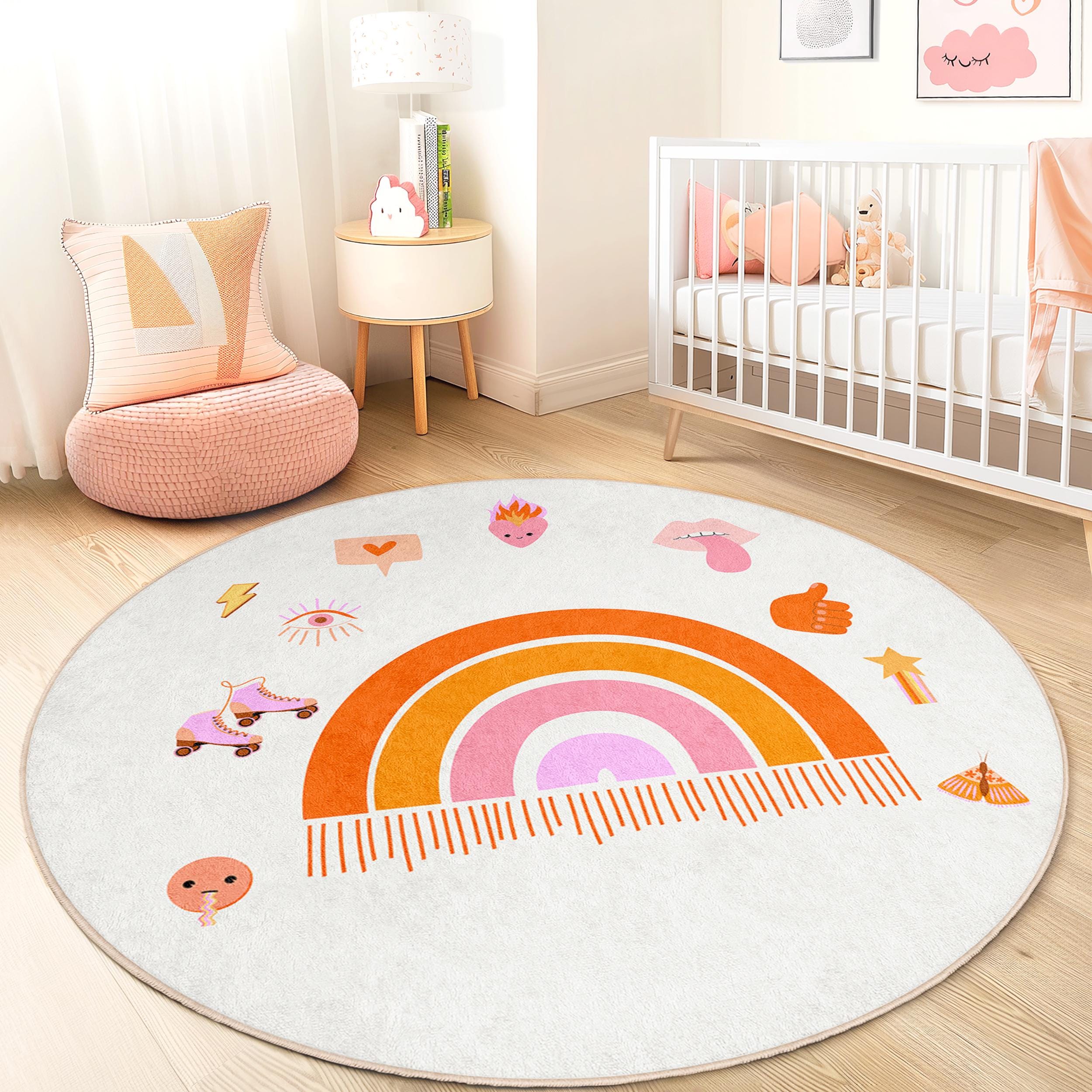 Regenbogen Kinderteppich Mehrfarbig Ø120cm