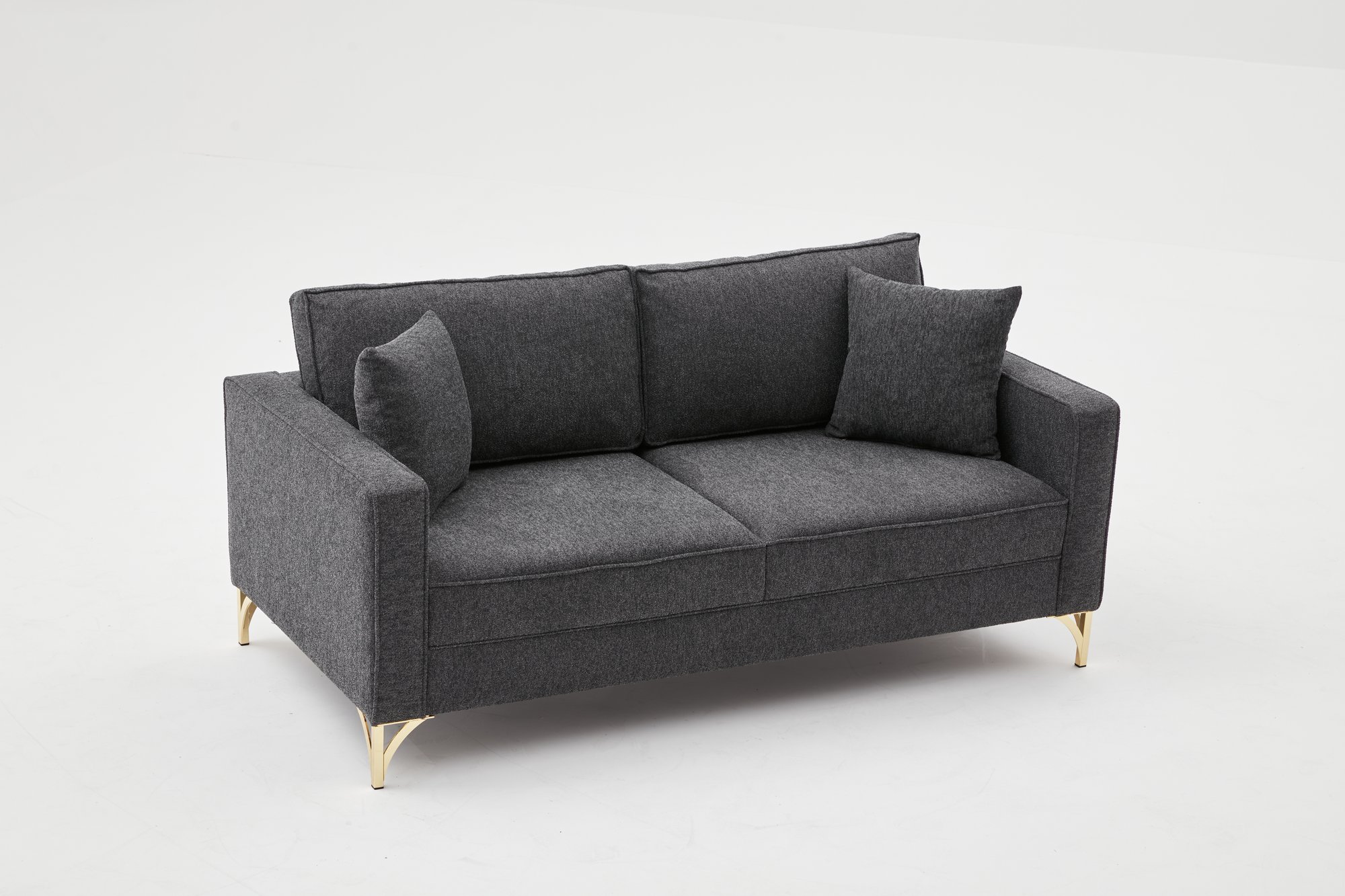 Lima Sofa 2-Sitzer Anthrazit mit schwarzen Beinen