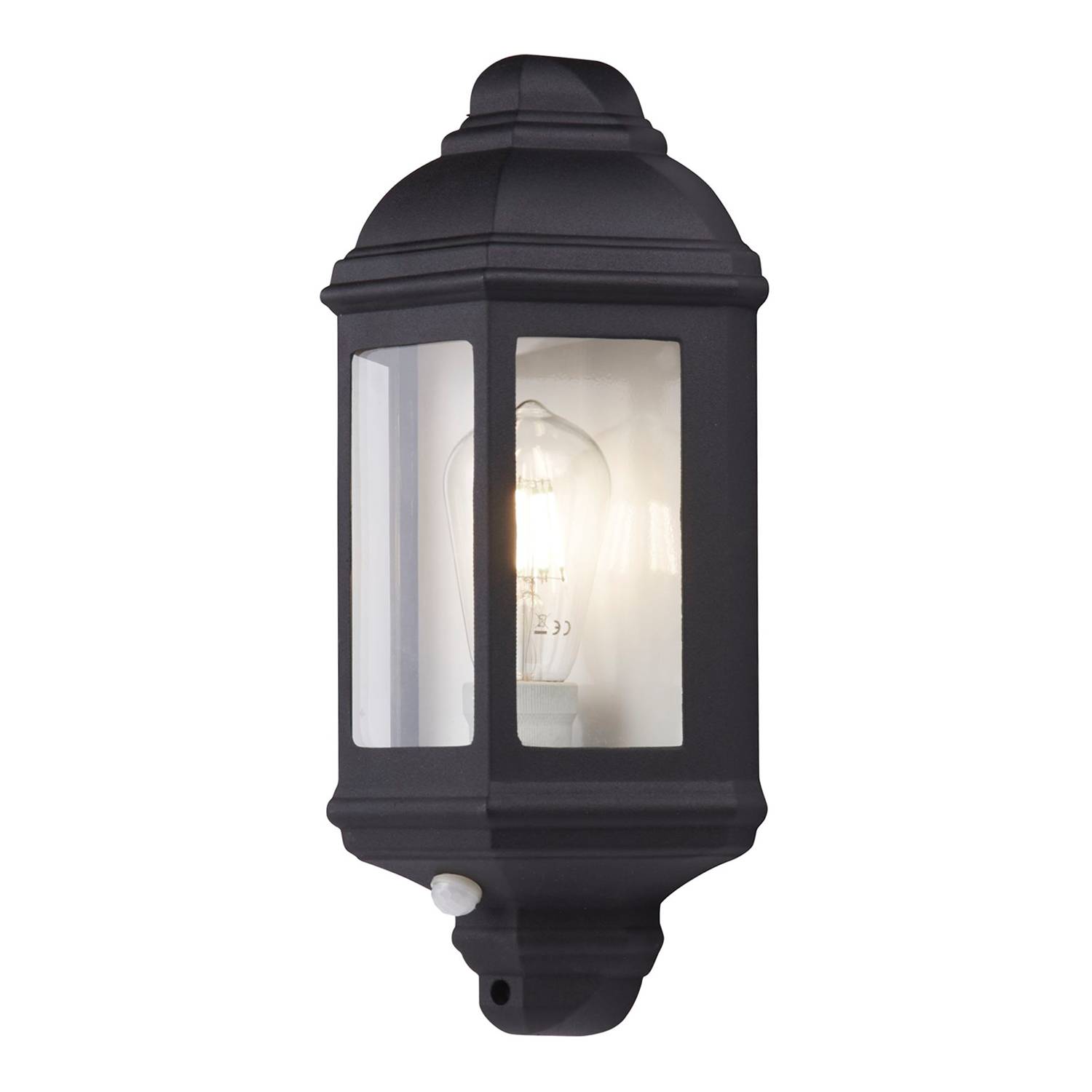 Flush wall light clear glass aluminum black