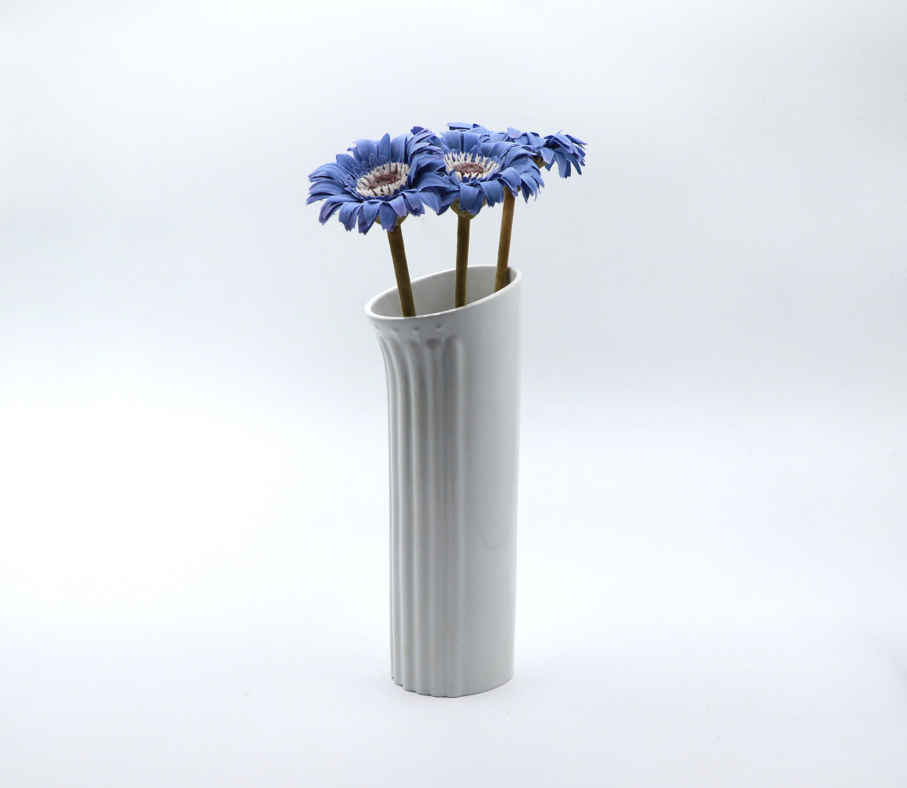 2x Vintage Vase Ceramic White 1970s