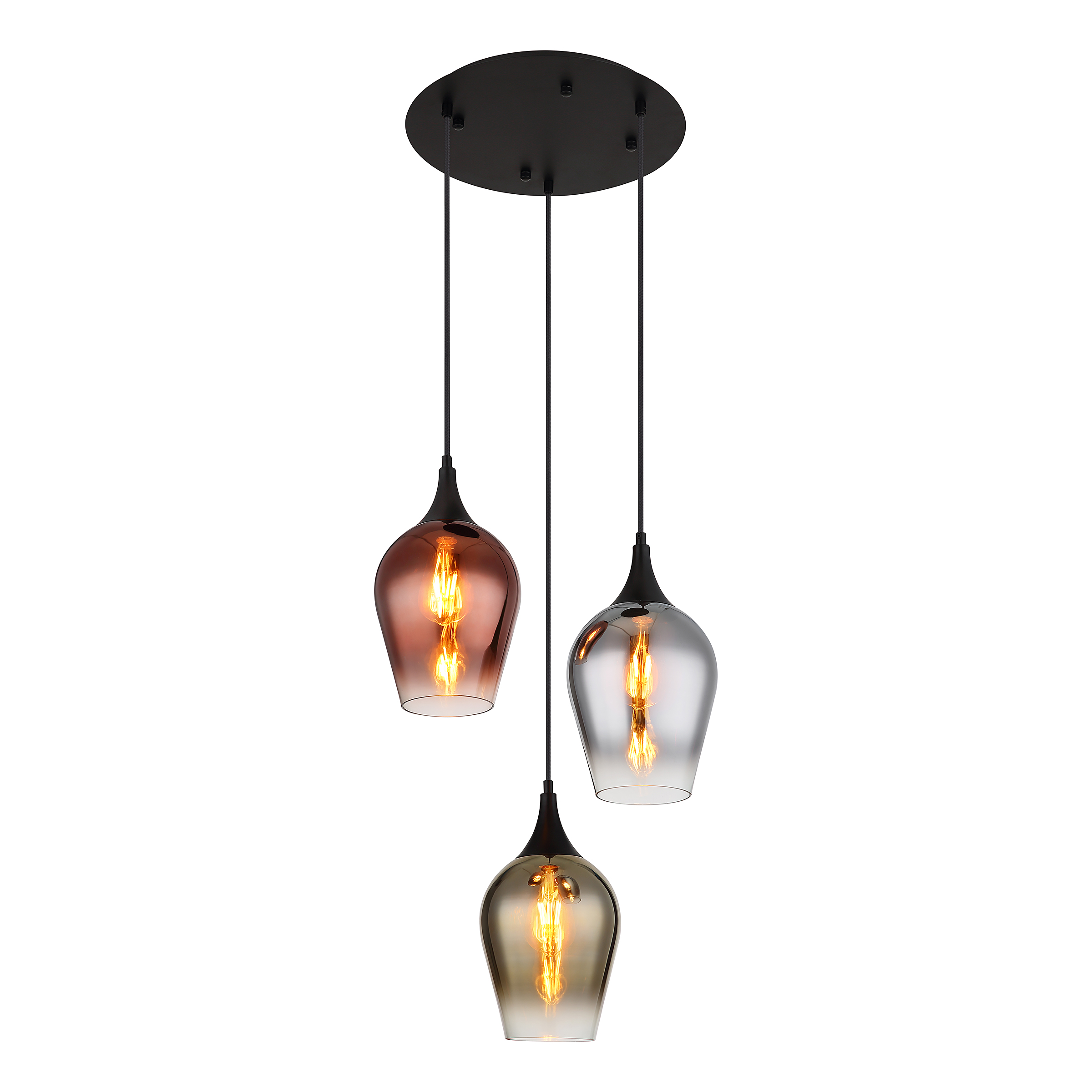 3-Light Pendant Light Lavus Type B Colored Glass Iron Colorful