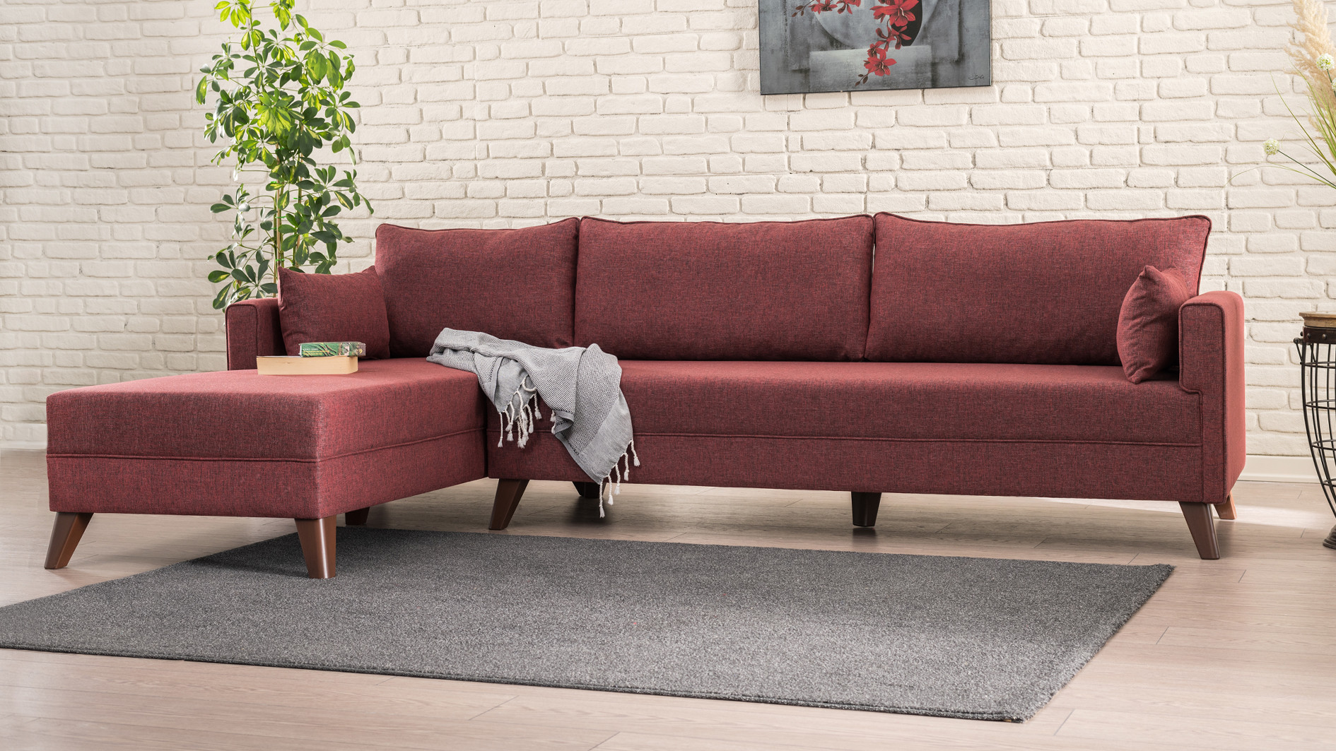 Bella Sofa Récamiere Links Rot