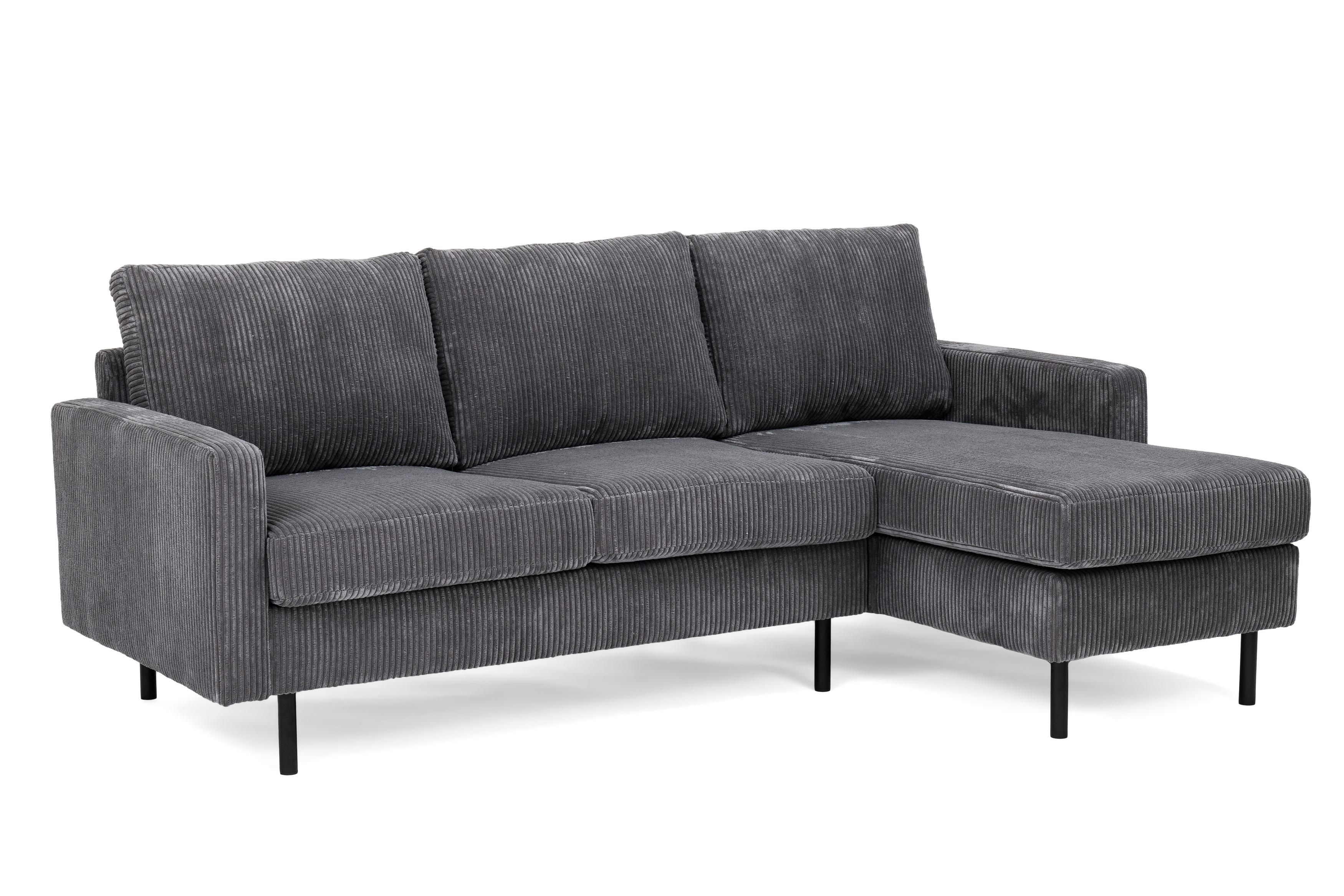 Sofa 3-Sitzer Chaiselongue Links Rechts Grau