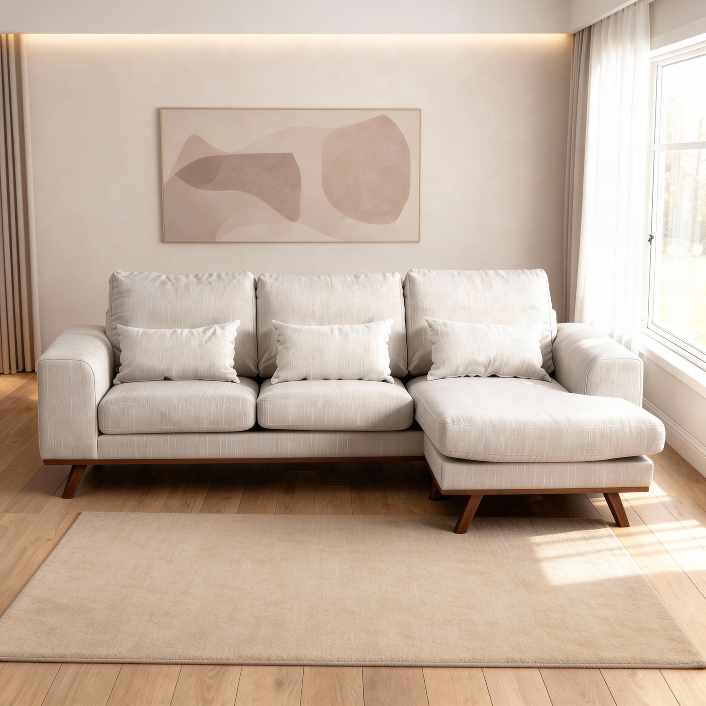 Ecksofa Japandi 3-Sitzer Beige