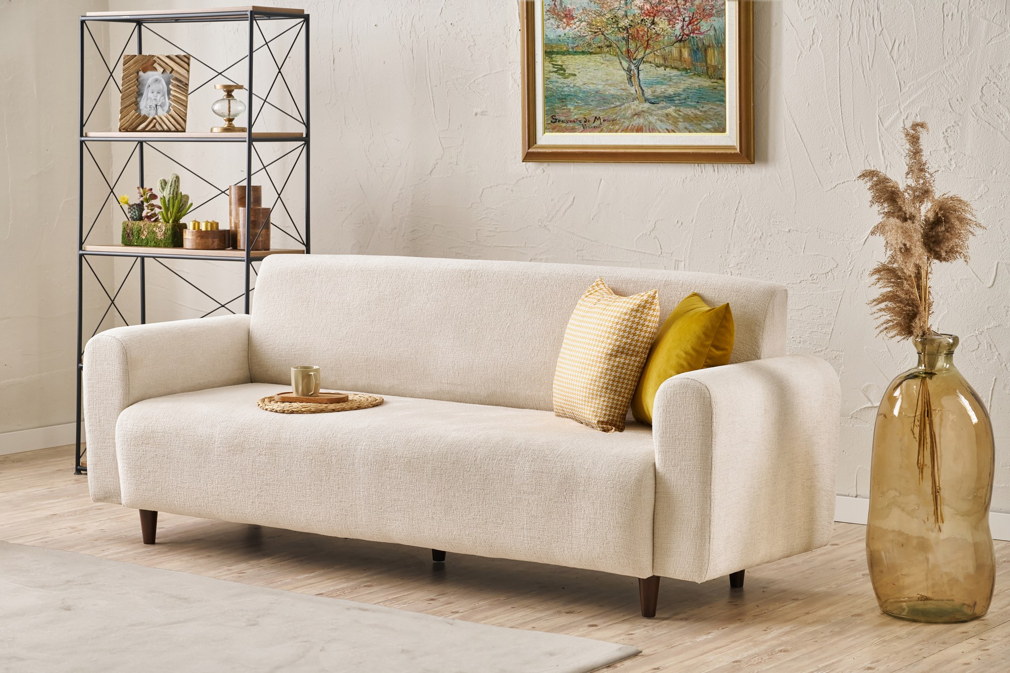 Noya Sofa 3-Sitzer Chenille Creme