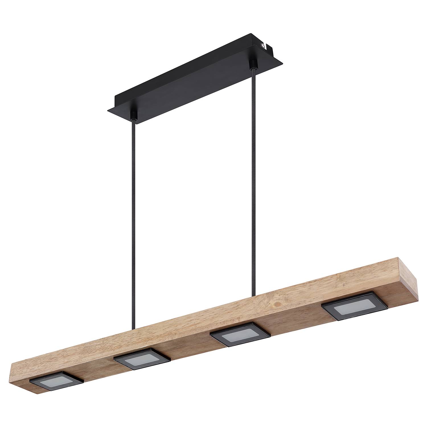 LED pendant lamp Joya iron oak solid wood black