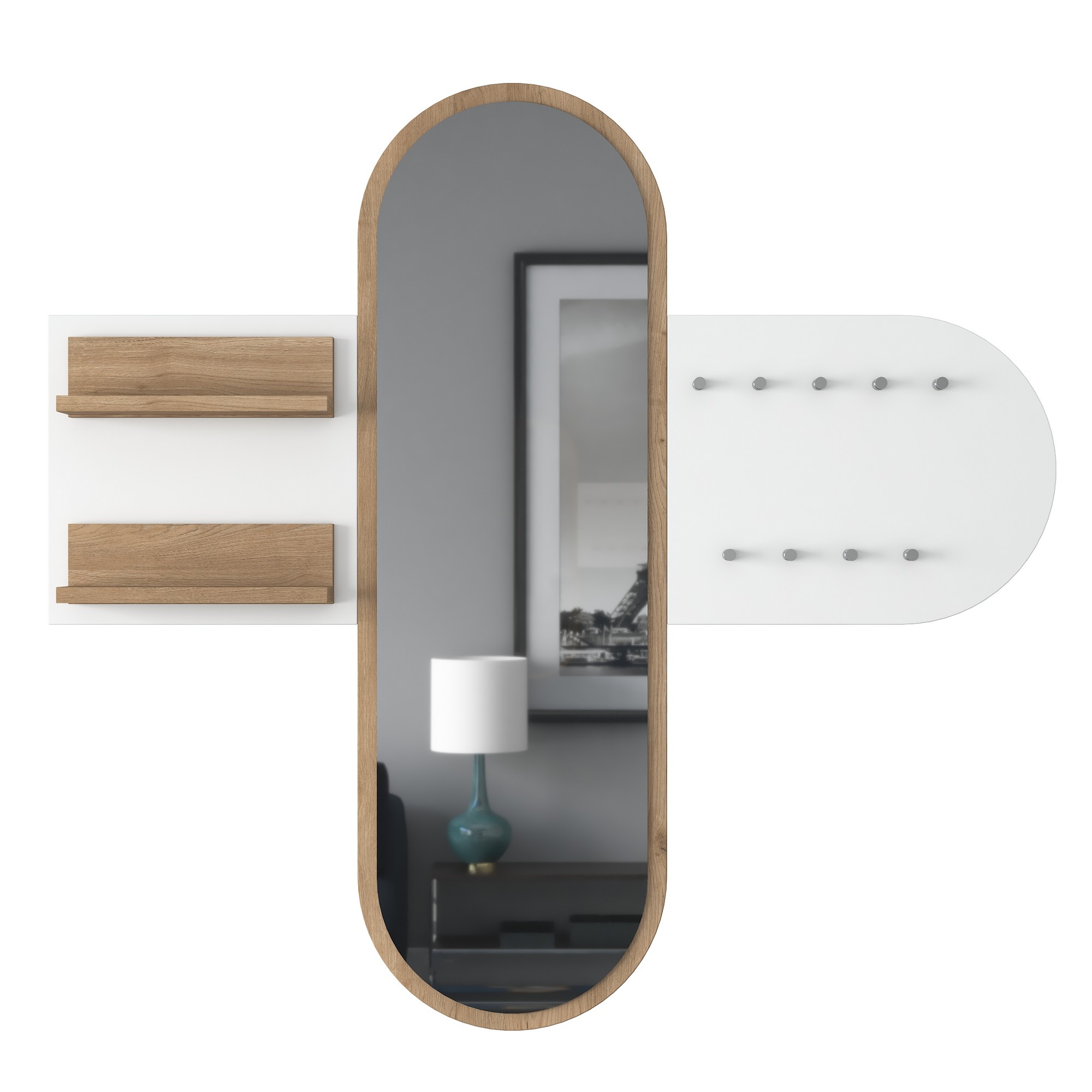 P3 Garderobe Holzfurnier Weiß