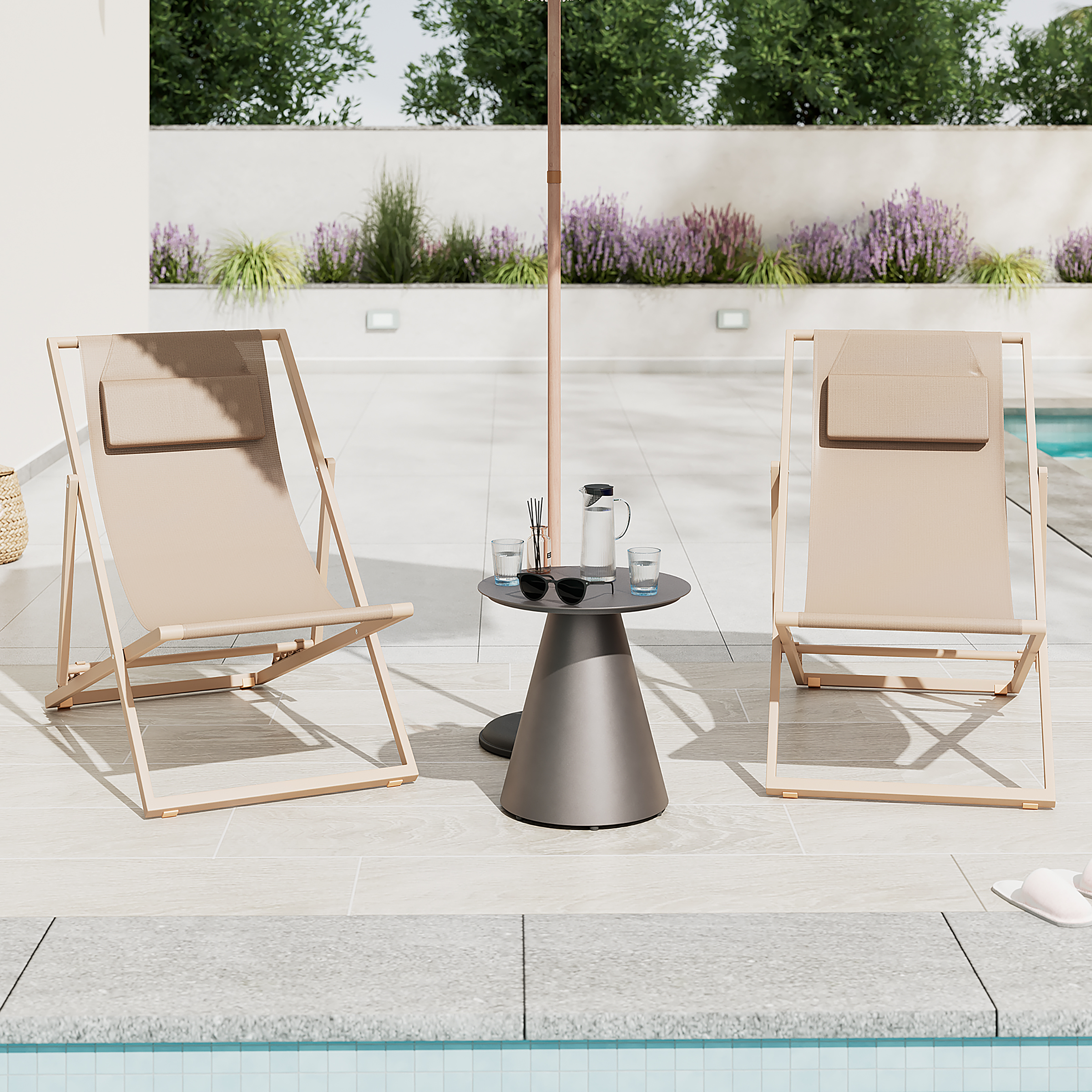 Deck Chair Nivi Set of 2 Beige