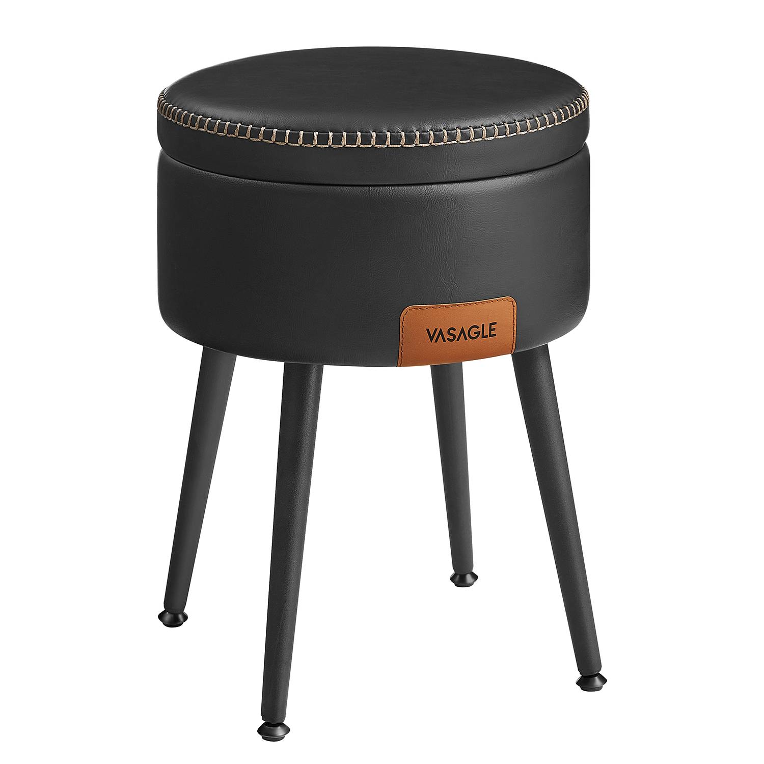 Mangelo Polsterhocker mit Stauraum Schwarz