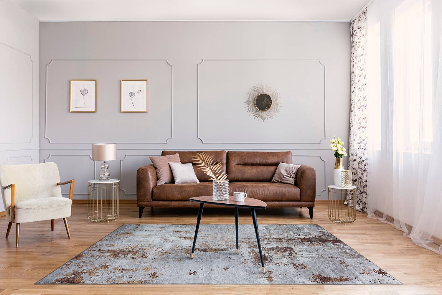 Lago Typ A Teppich Silber Rot 200 x 290 cm