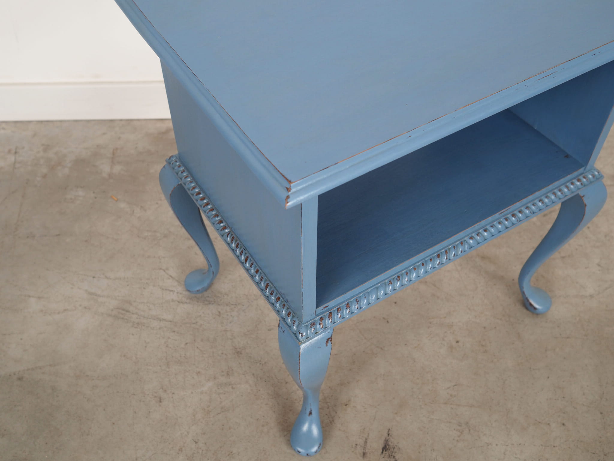 Vintage side table Oak wood Blue 1960s