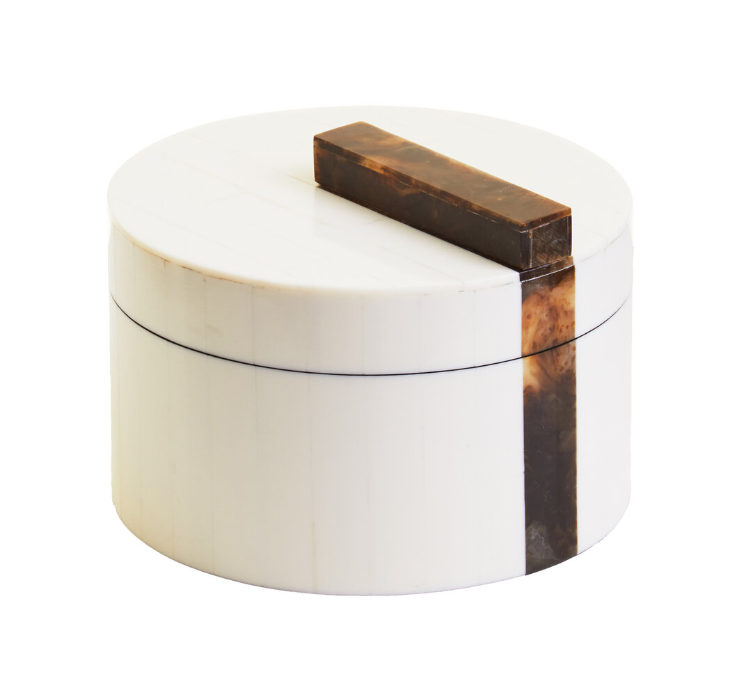 Decio Creme und Braune Kleine Runde Box
