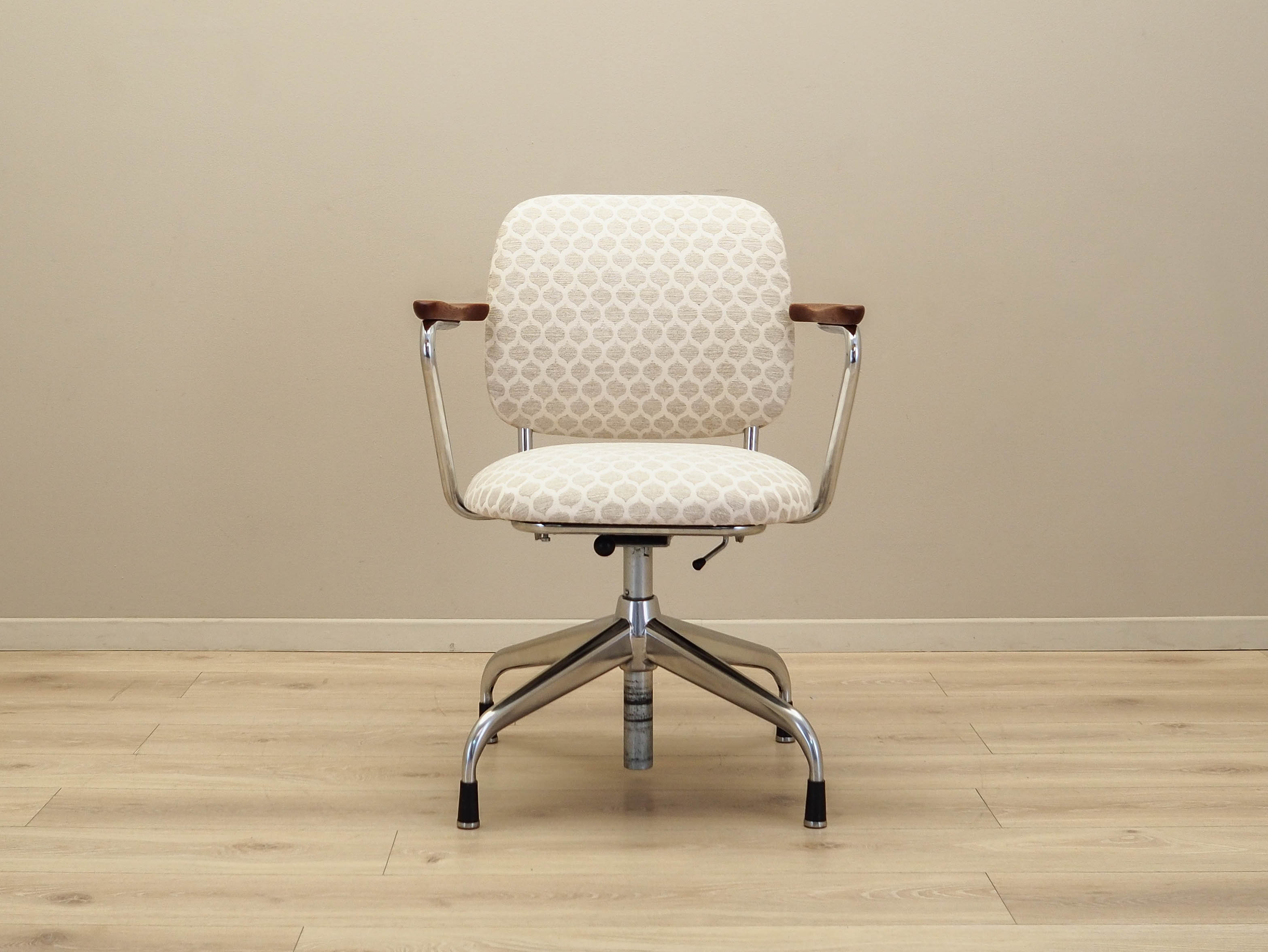 Drehstuhl Holz Metall Beige 1970er Jahre