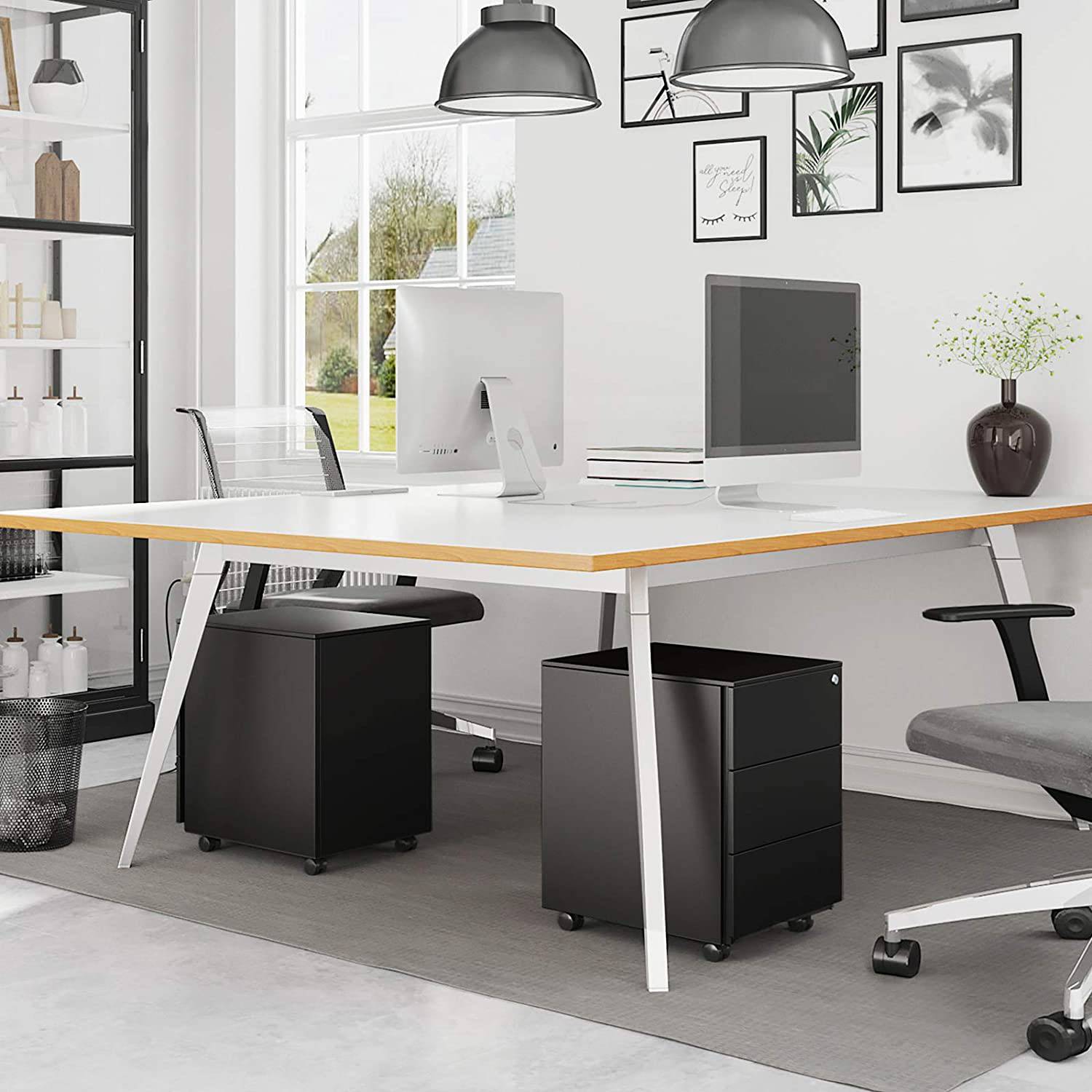 Mobile Pedestal Le Cros Steel Plastic Black