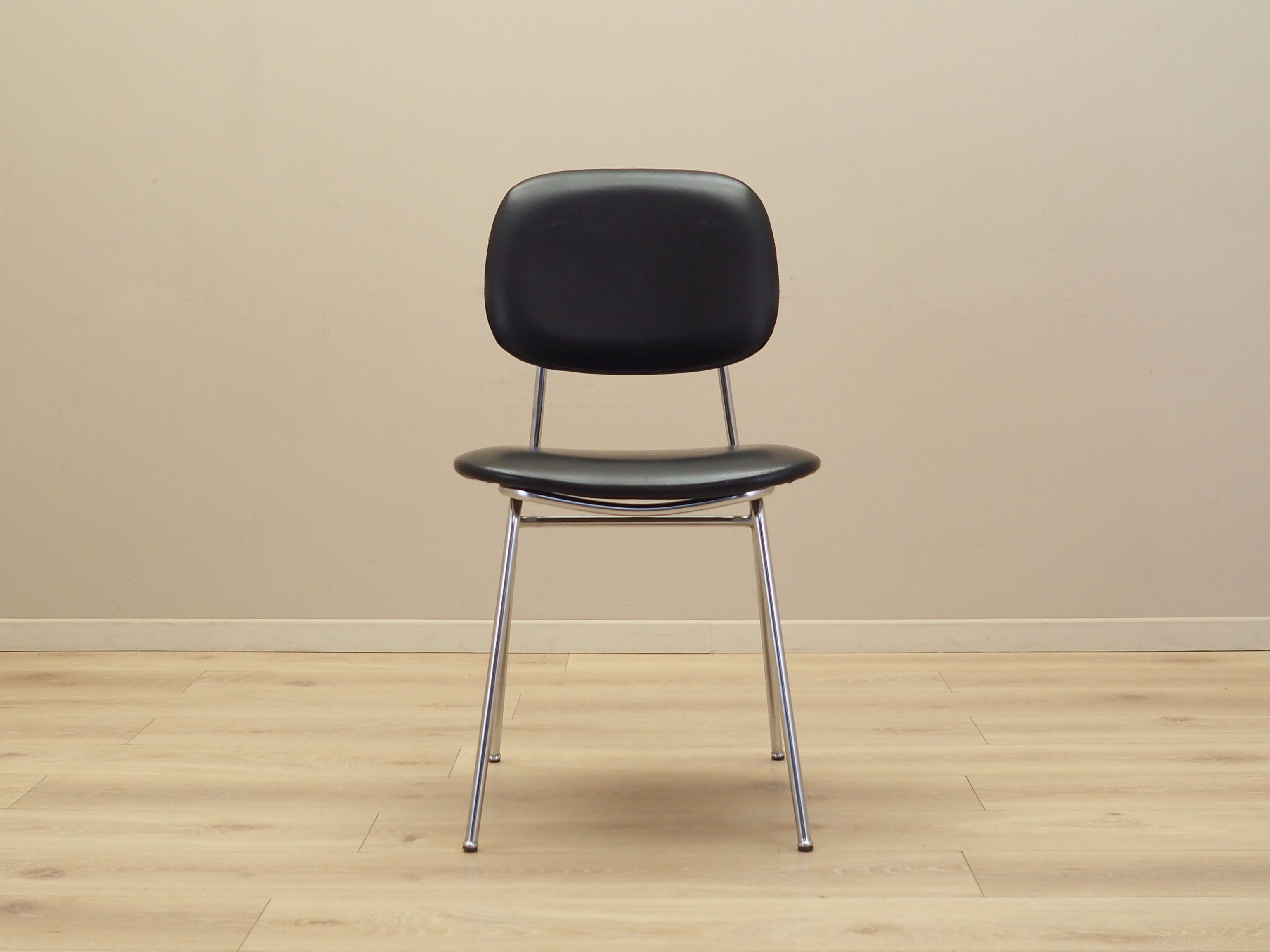 Dining chair faux leather metal 1970s