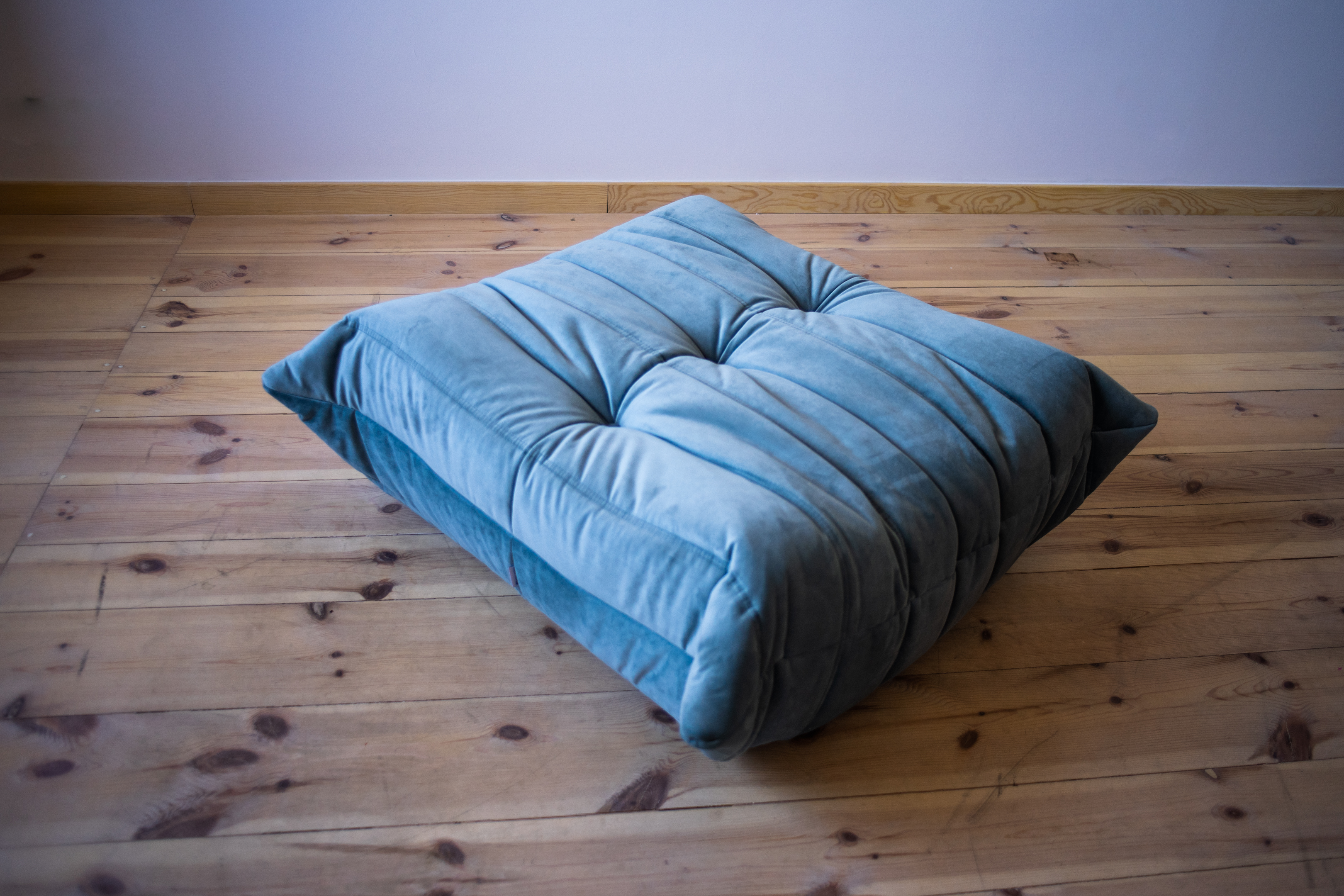 Togo Ottoman Velvet Azure Blue