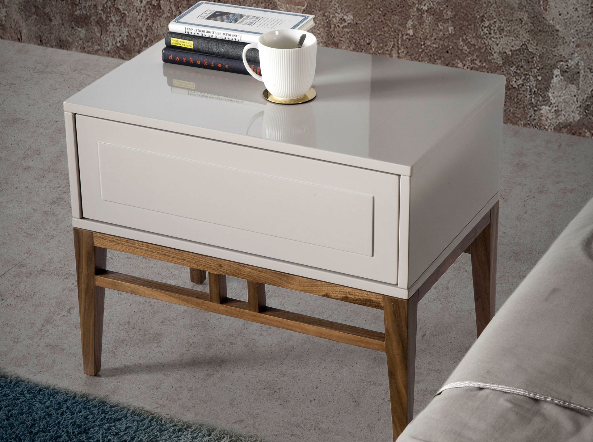 Nightstand walnut veneer cream