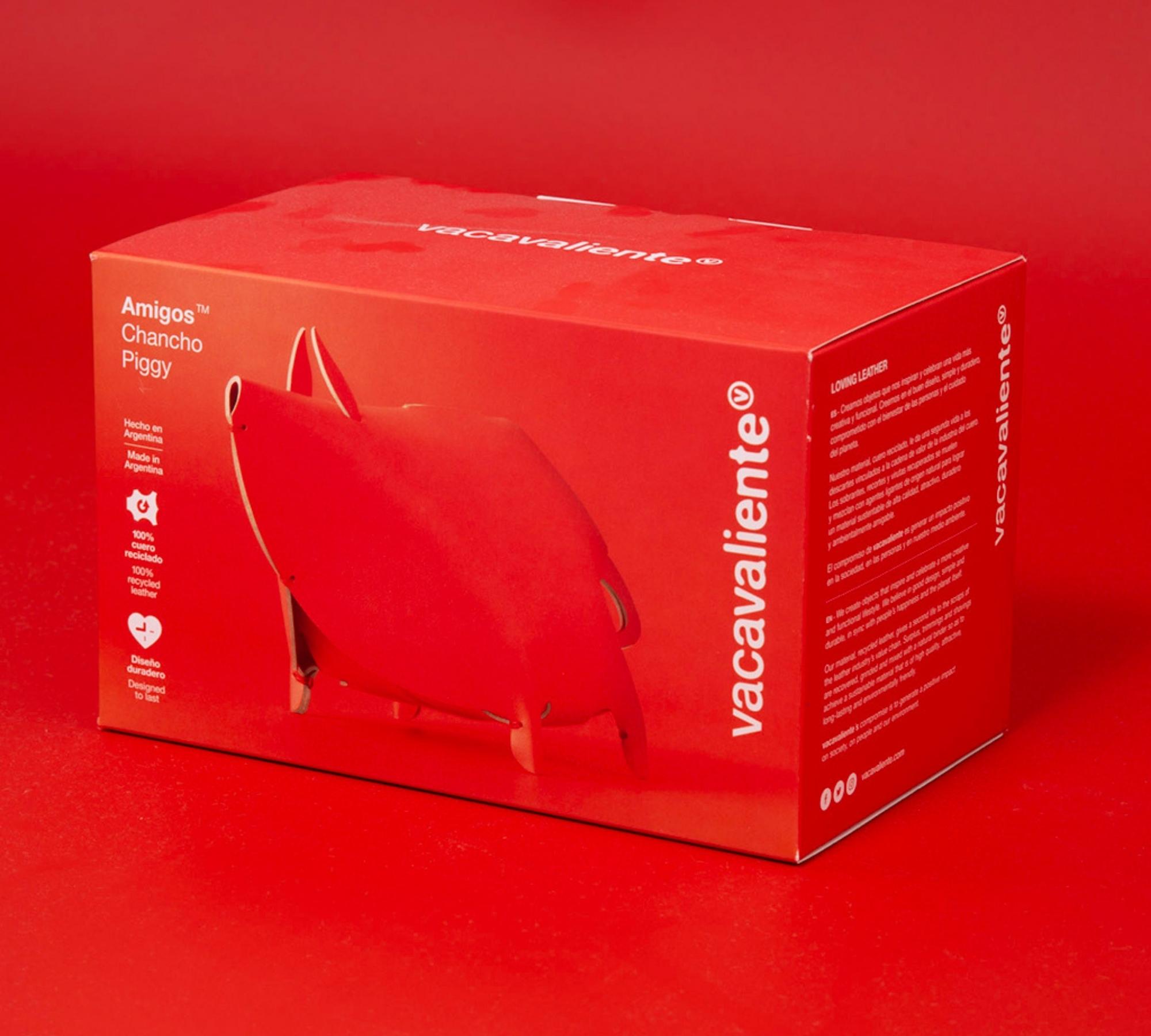 Sparschwein aus 100% Recyceltem Leder aus Spanien Rot