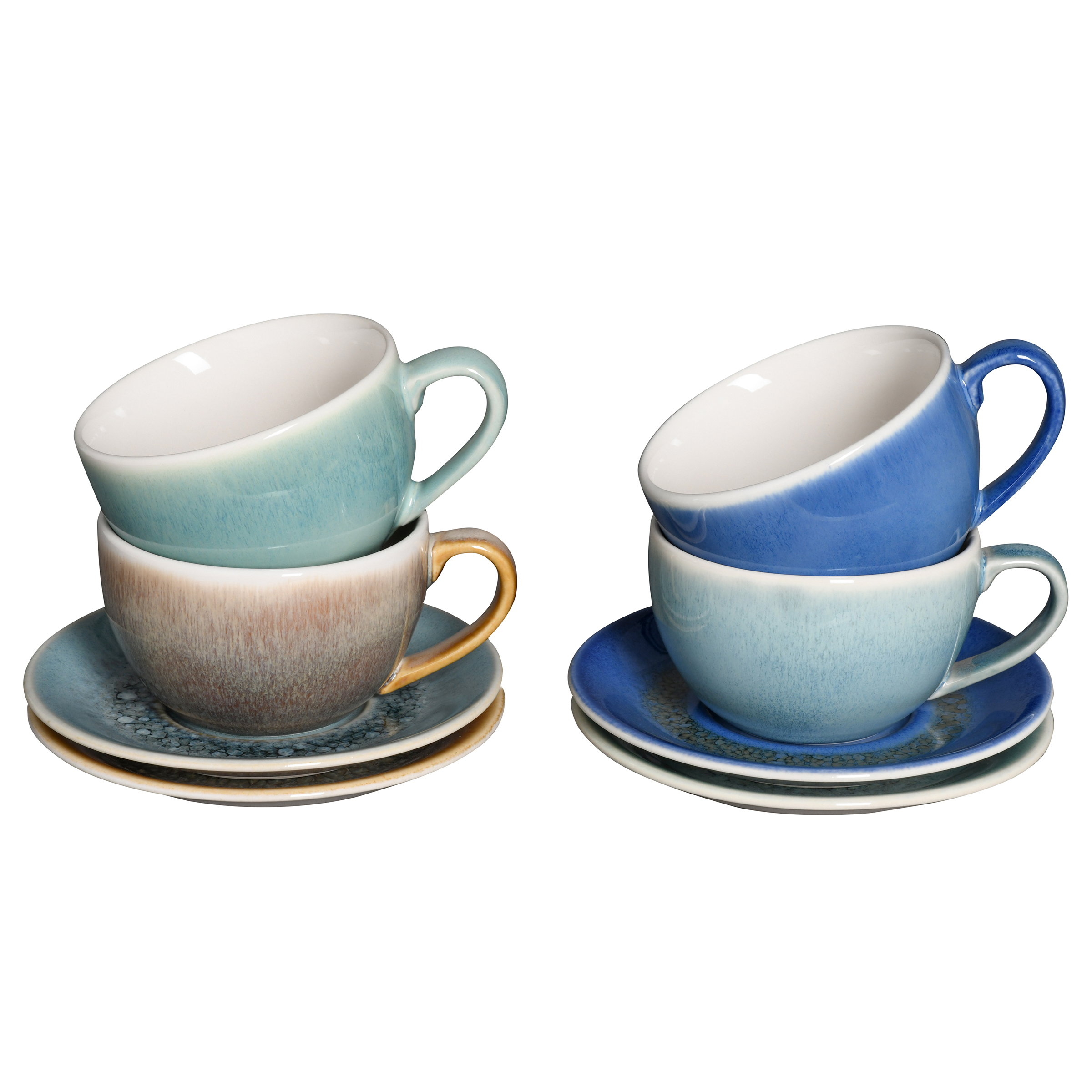 4x Caldera Cappuccino Cups Stoneware Multicolored