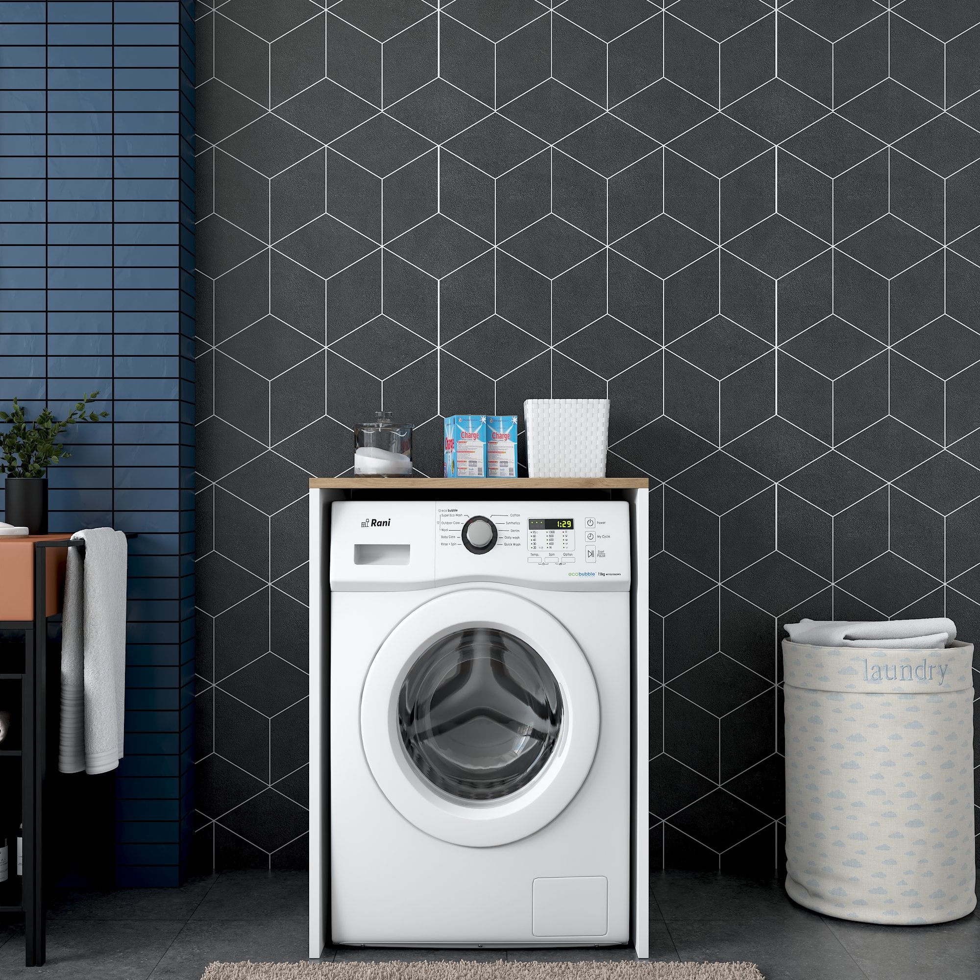 Washing machine cabinet walnut brown 60cm x 91.8cm