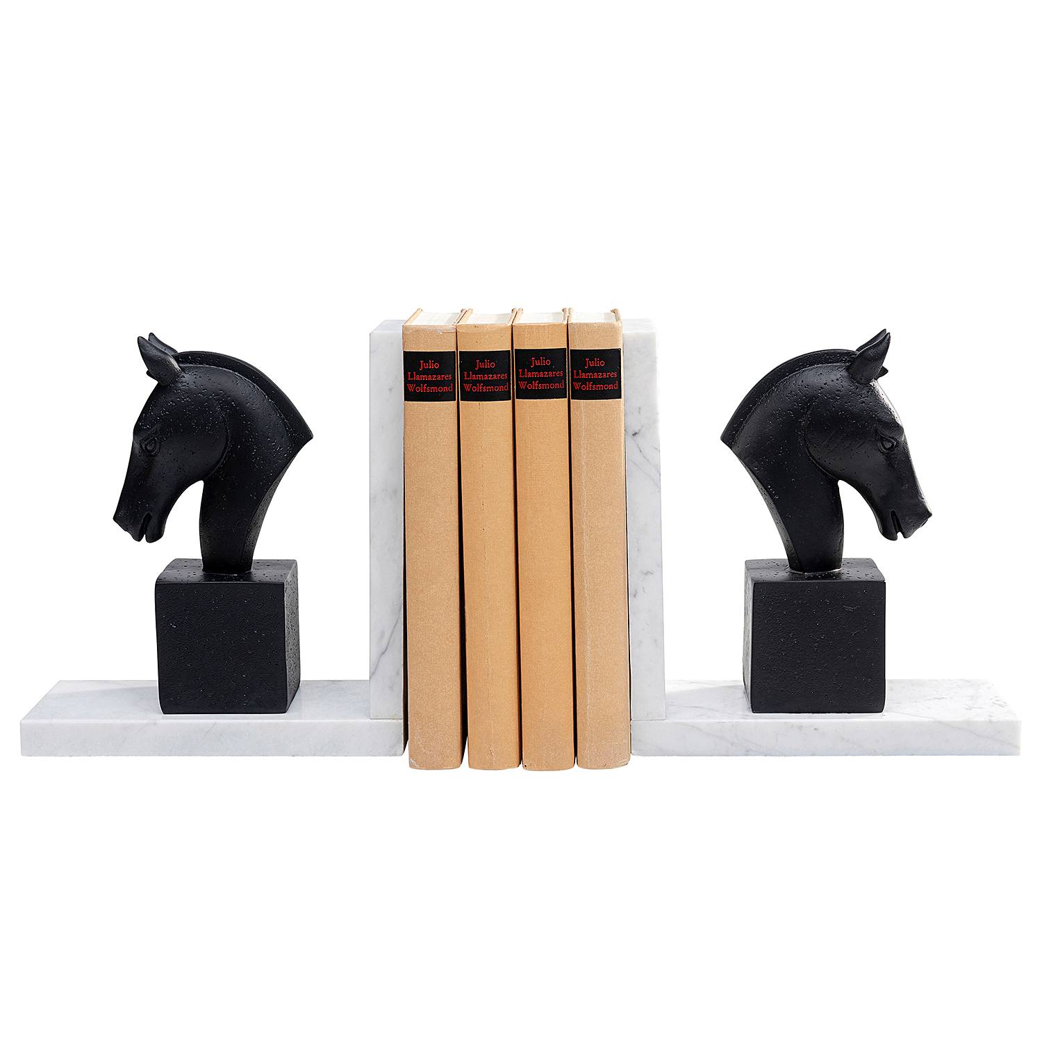 Buchstütze Horse 2er Set Polyresin Marmor Mehrfarbig