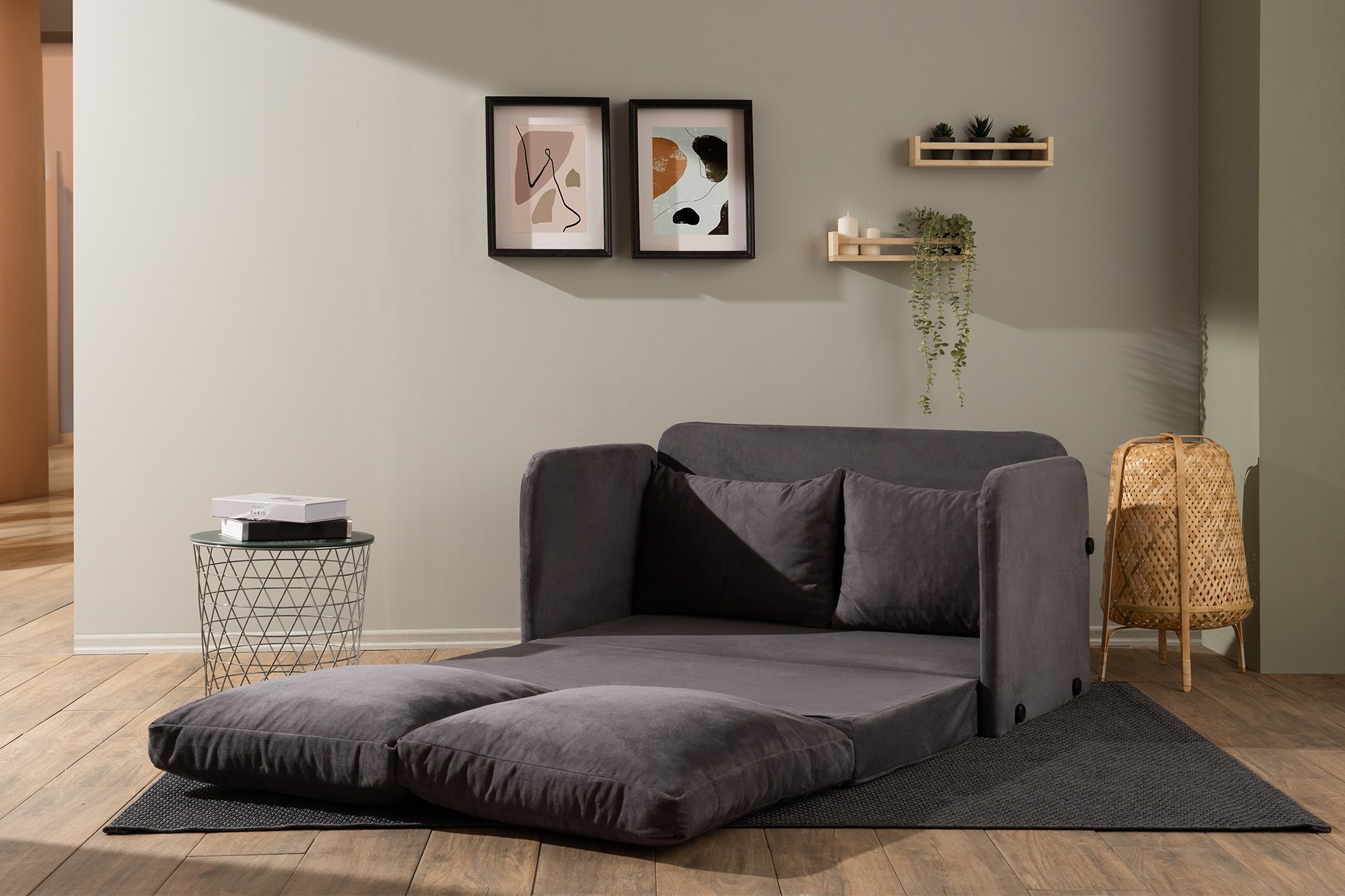 Saga Schlafsofa 2-Sitzer Grau