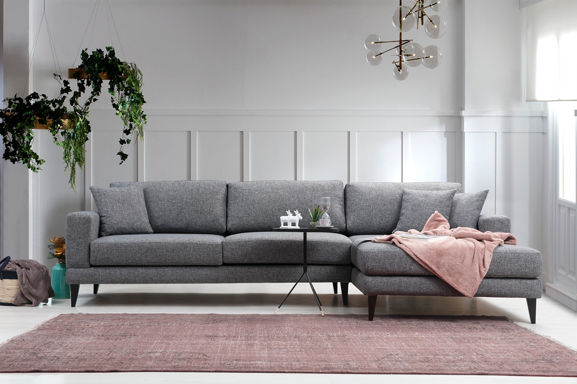 Nordic Ecksofa Rechts Grau