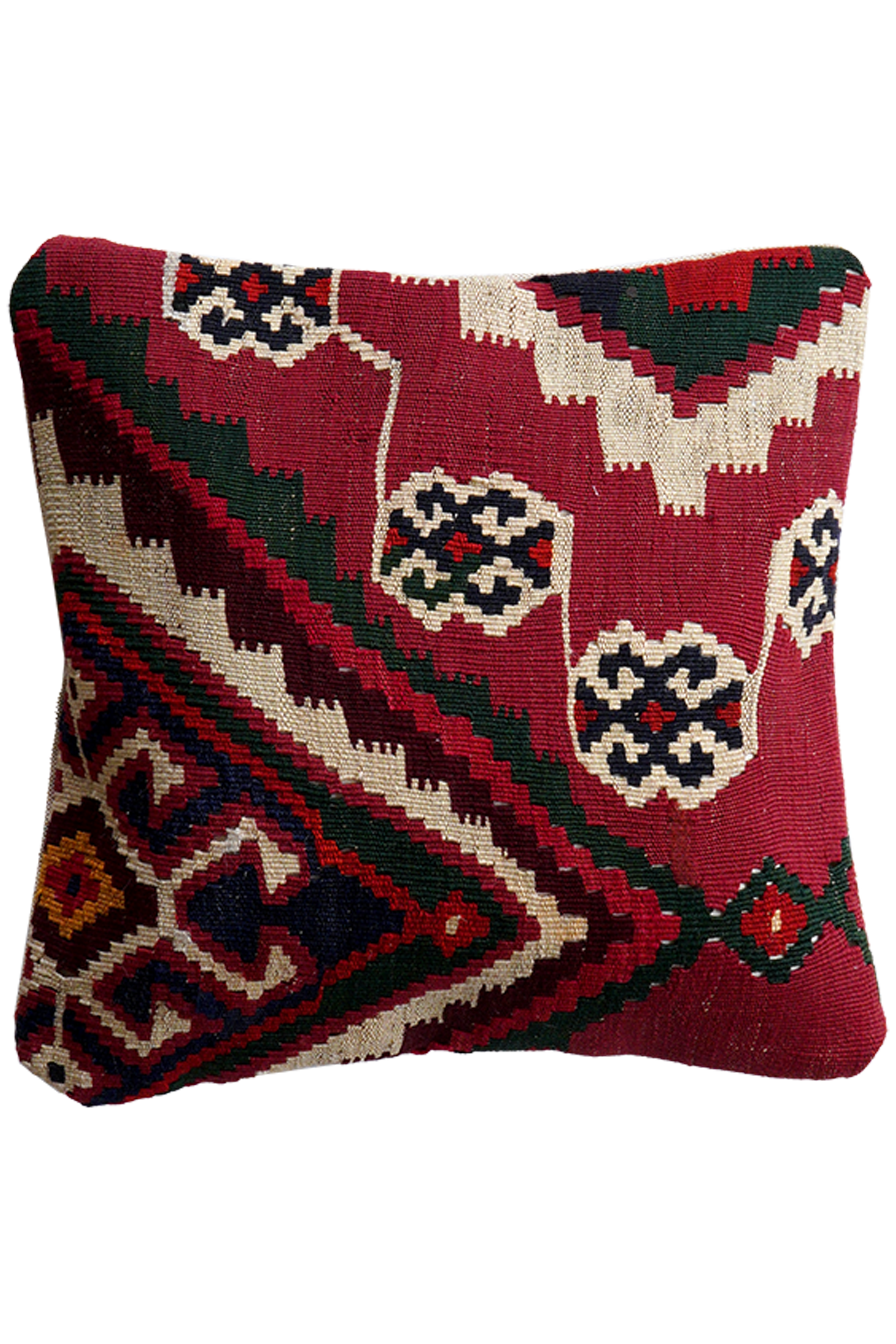 Kilim Kissenbezug Wolle Rot Schwarz