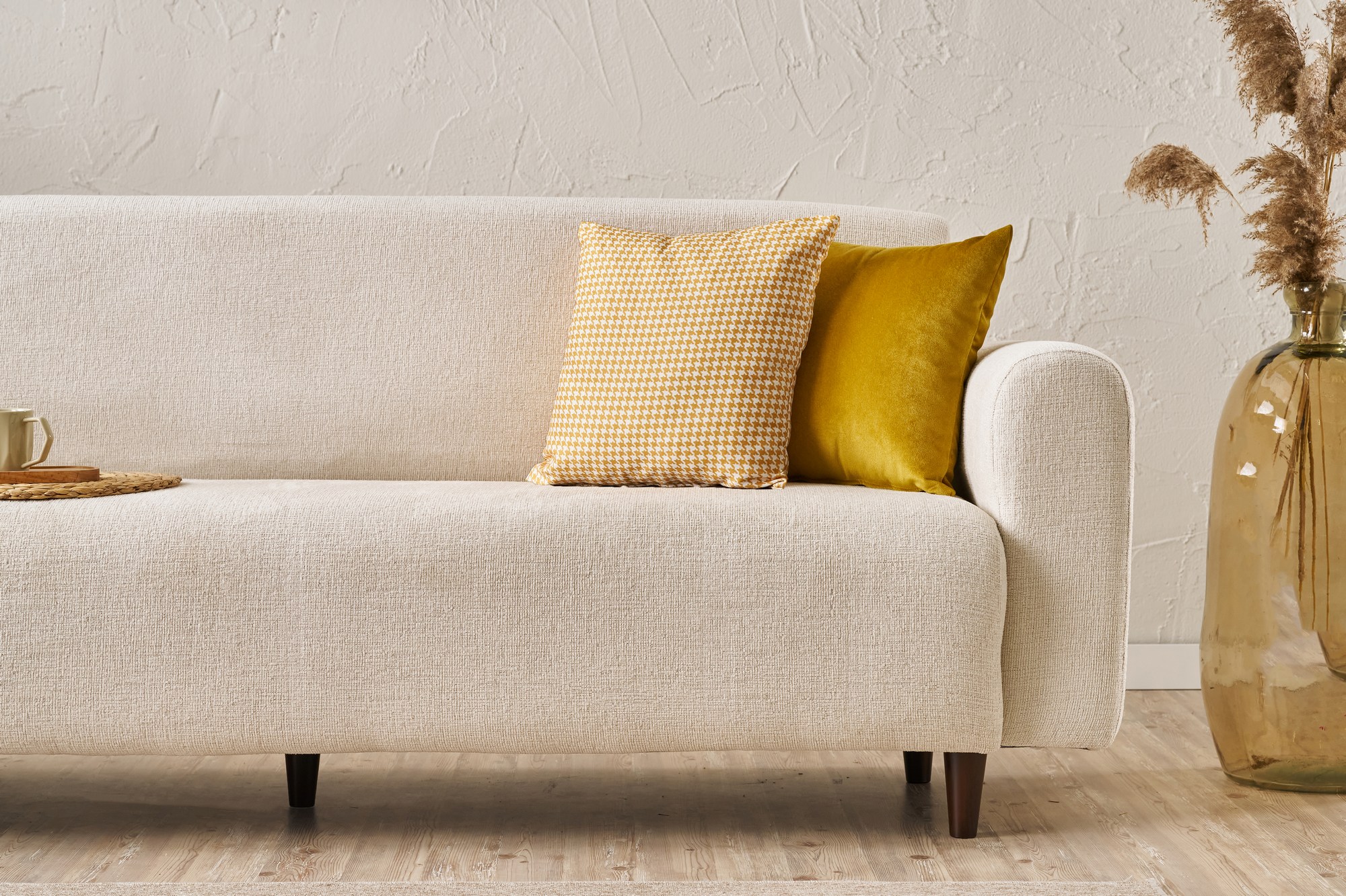 Noya Sofa 3-Sitzer Chenille Creme