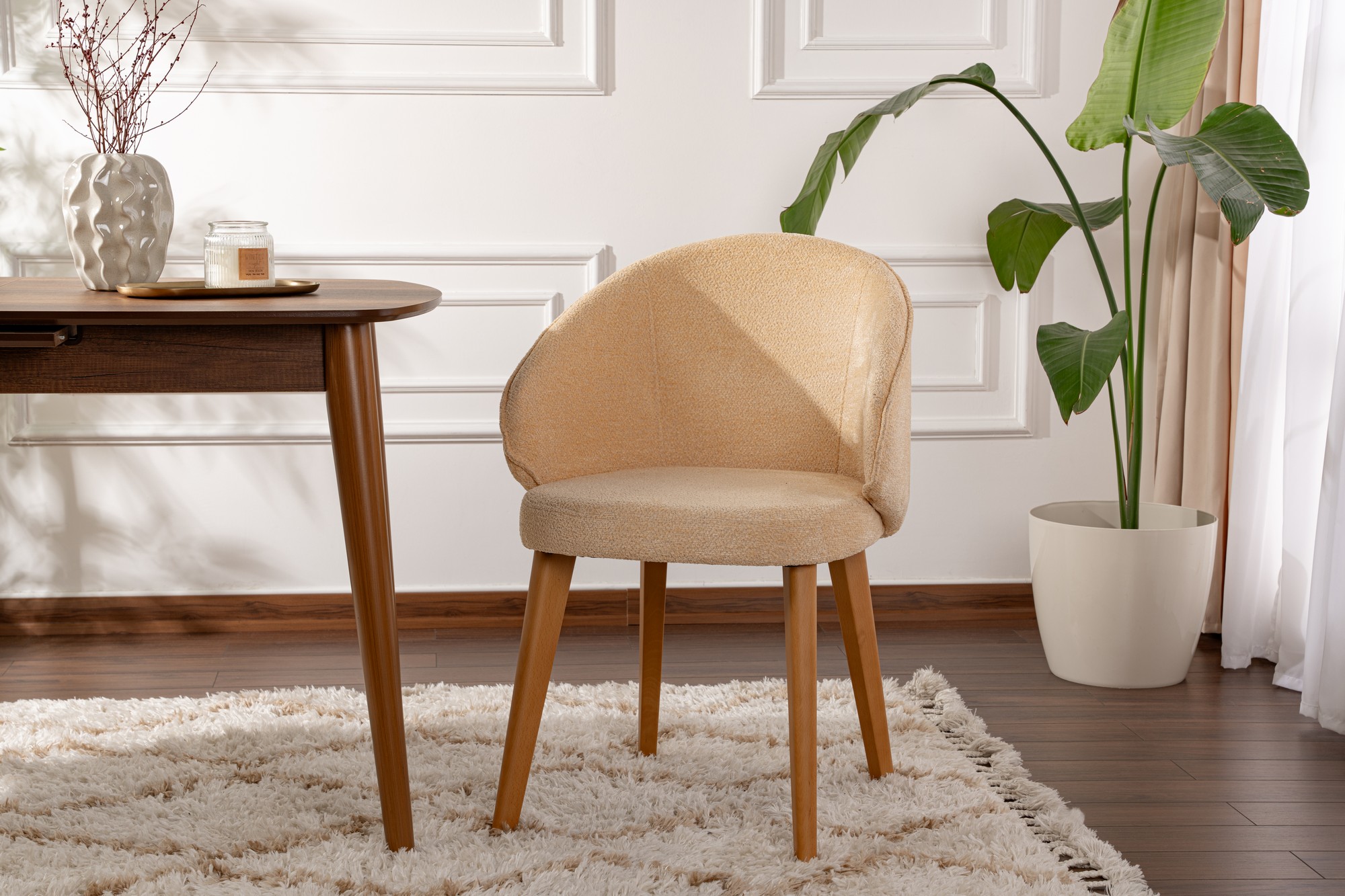 2x Bentley Dining Chair Wood Veneer Cream White