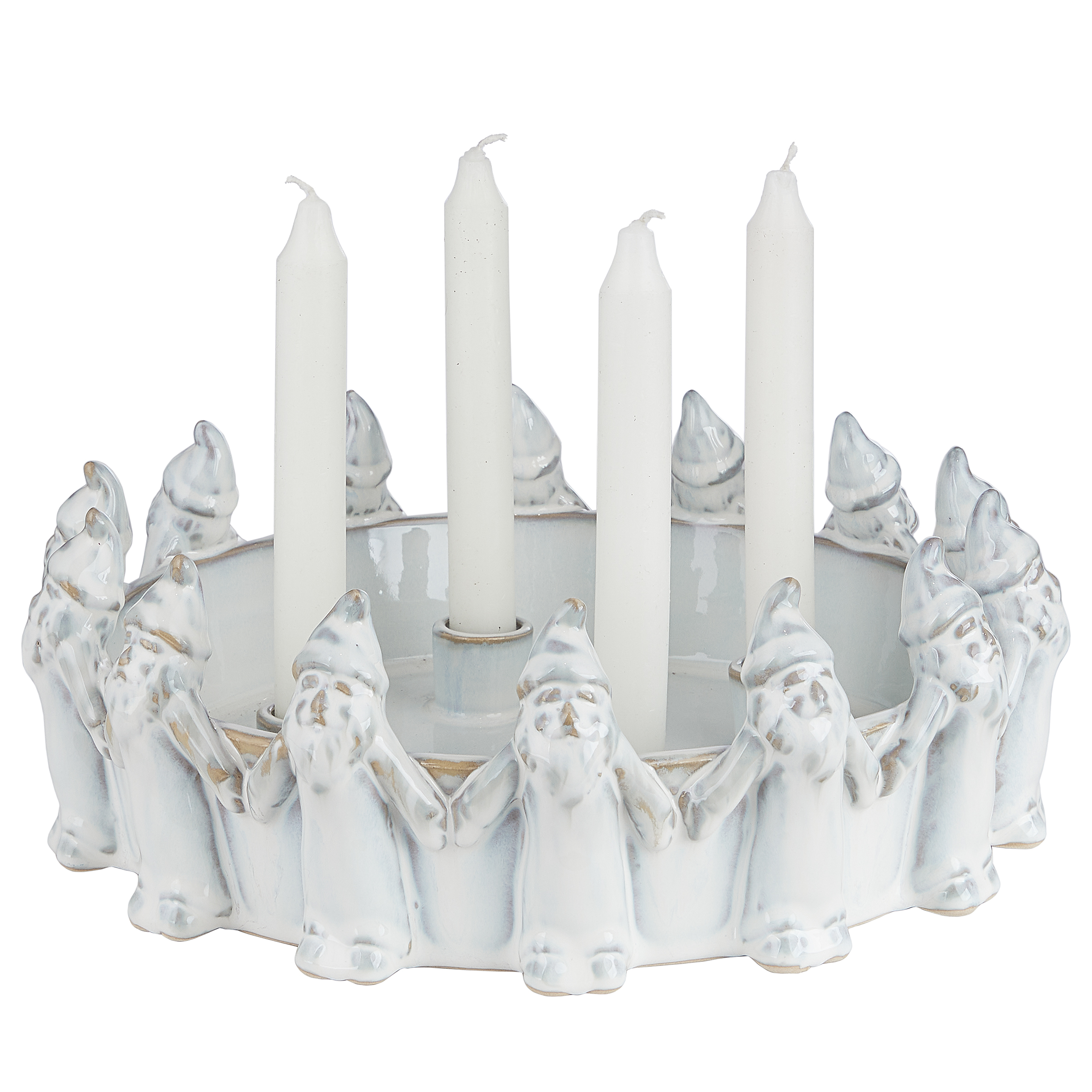 Adventskranz ADVENT Wichtel Steingut Beige