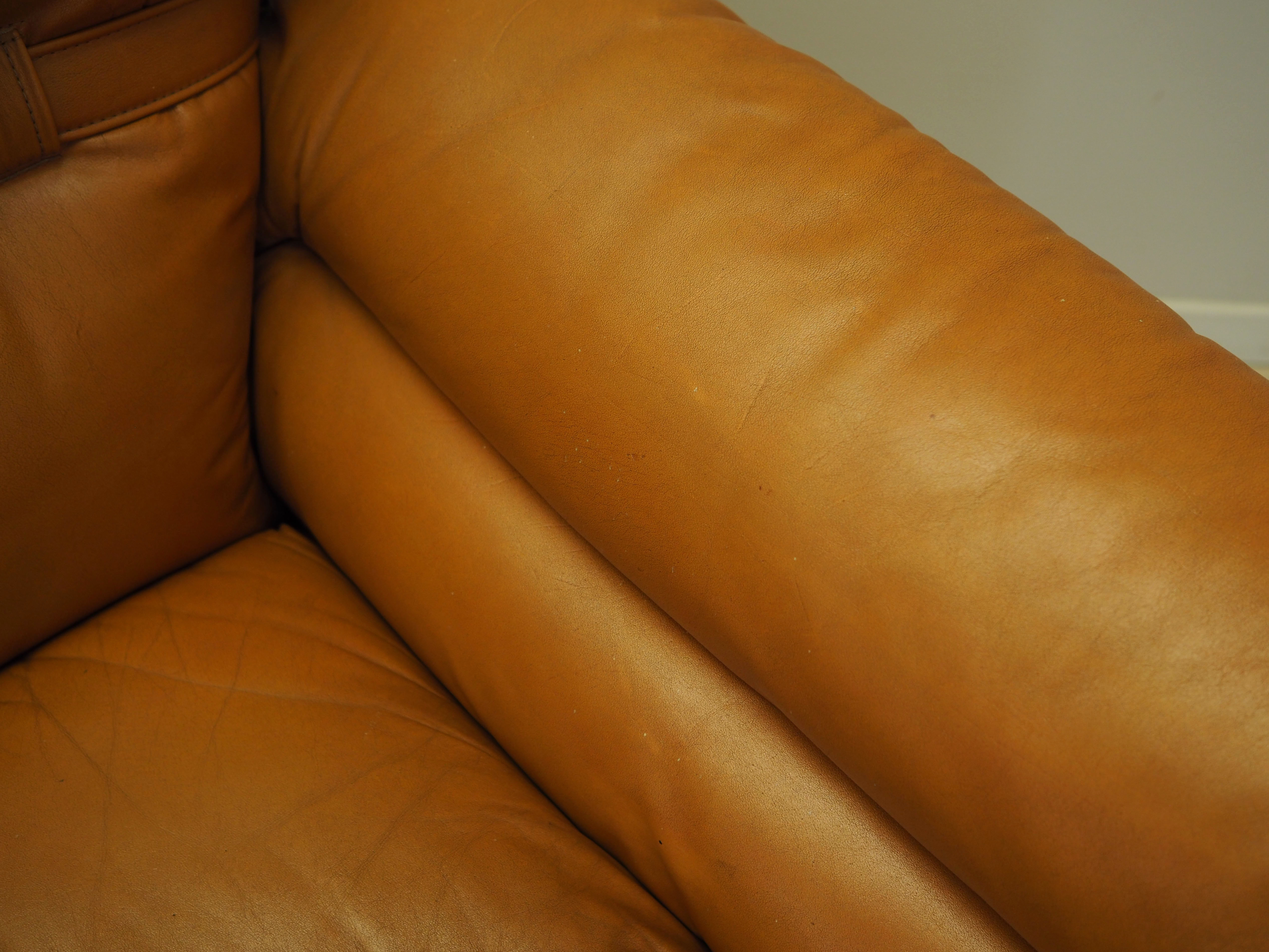 Sofa Leder Braun 1960er Jahre