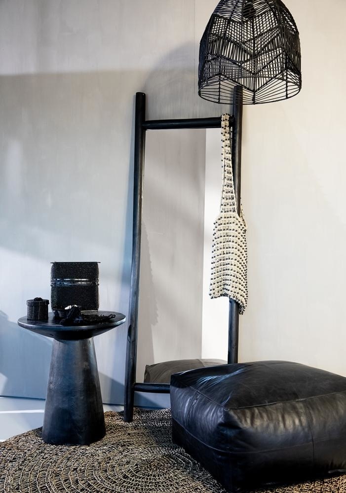 Hocker Leder Schwarz