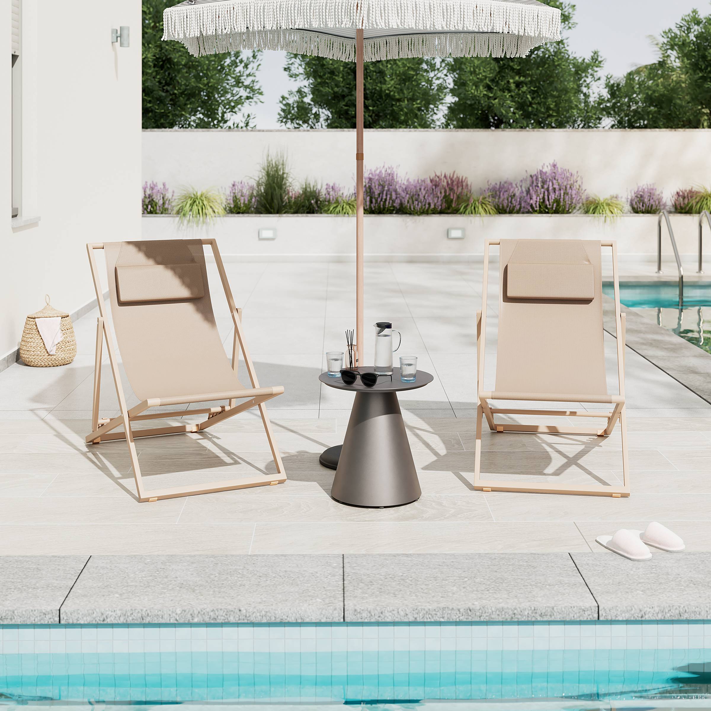Deck Chair Nivi Set of 2 Beige
