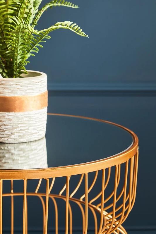 Avantis Gold Metalldrahtgestell Runder Beistelltisch
