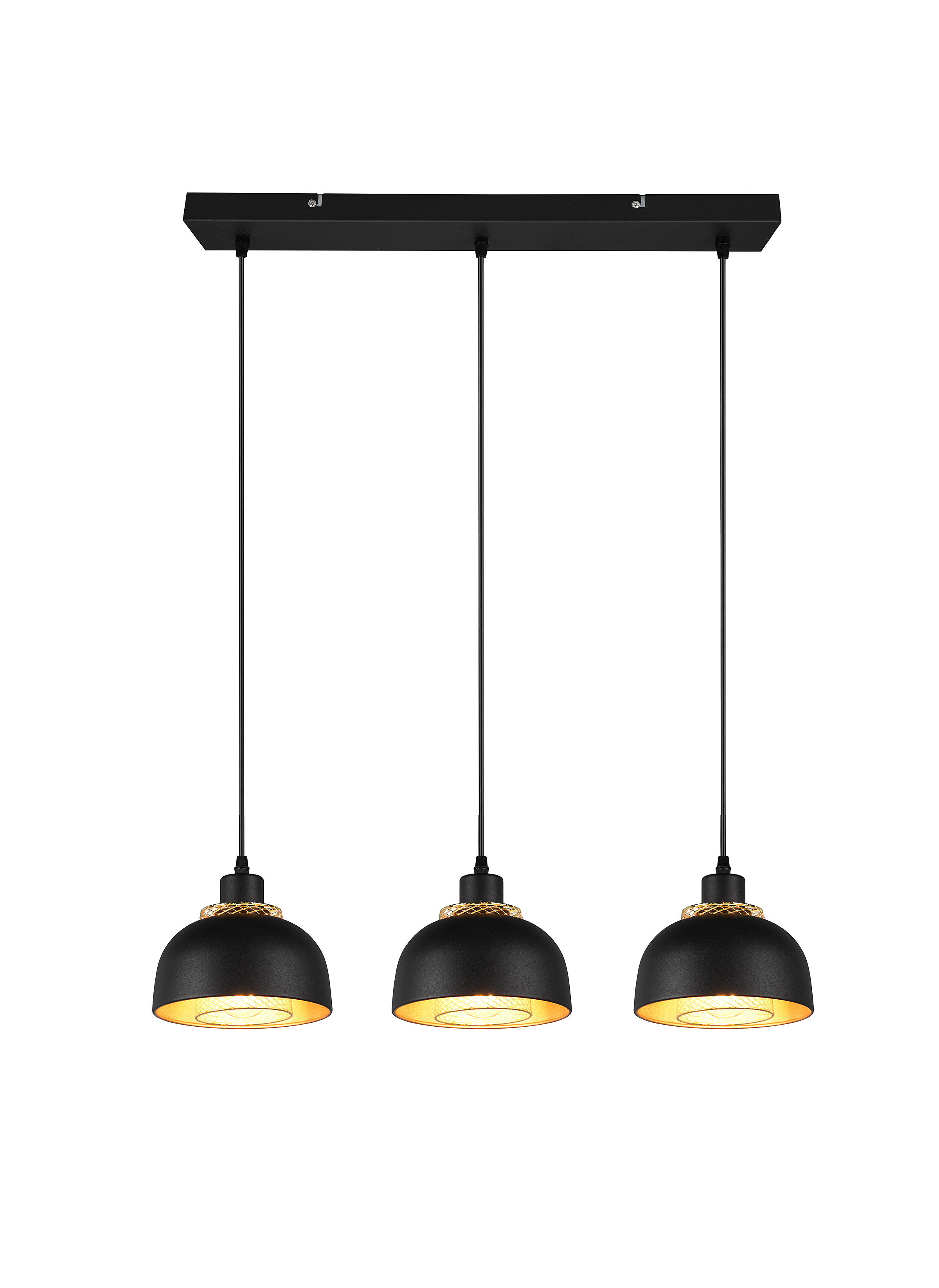 3-Burner Punch Pendant Lamp Iron Black