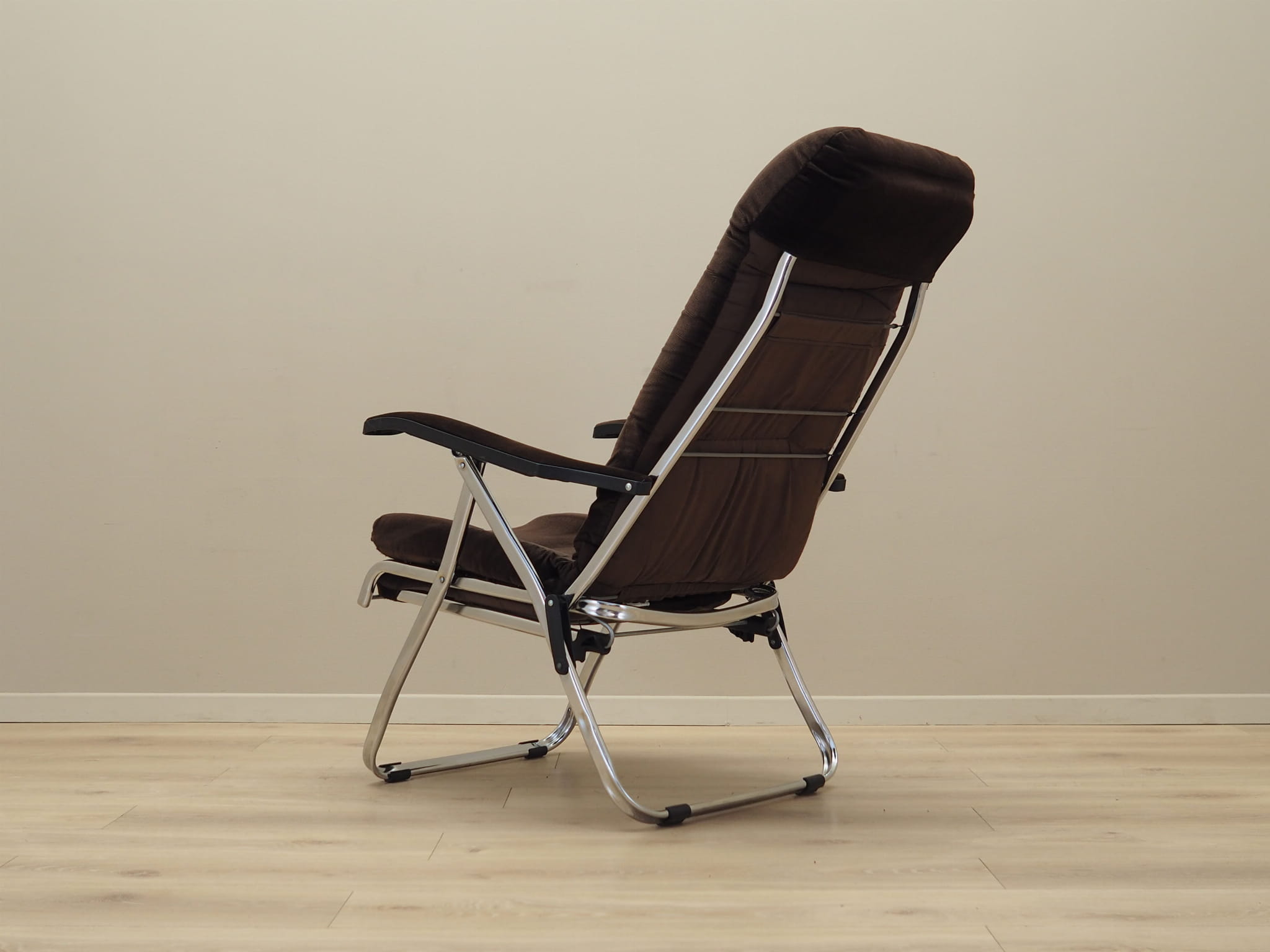 Vintage armchair velvet metal brown 1970s