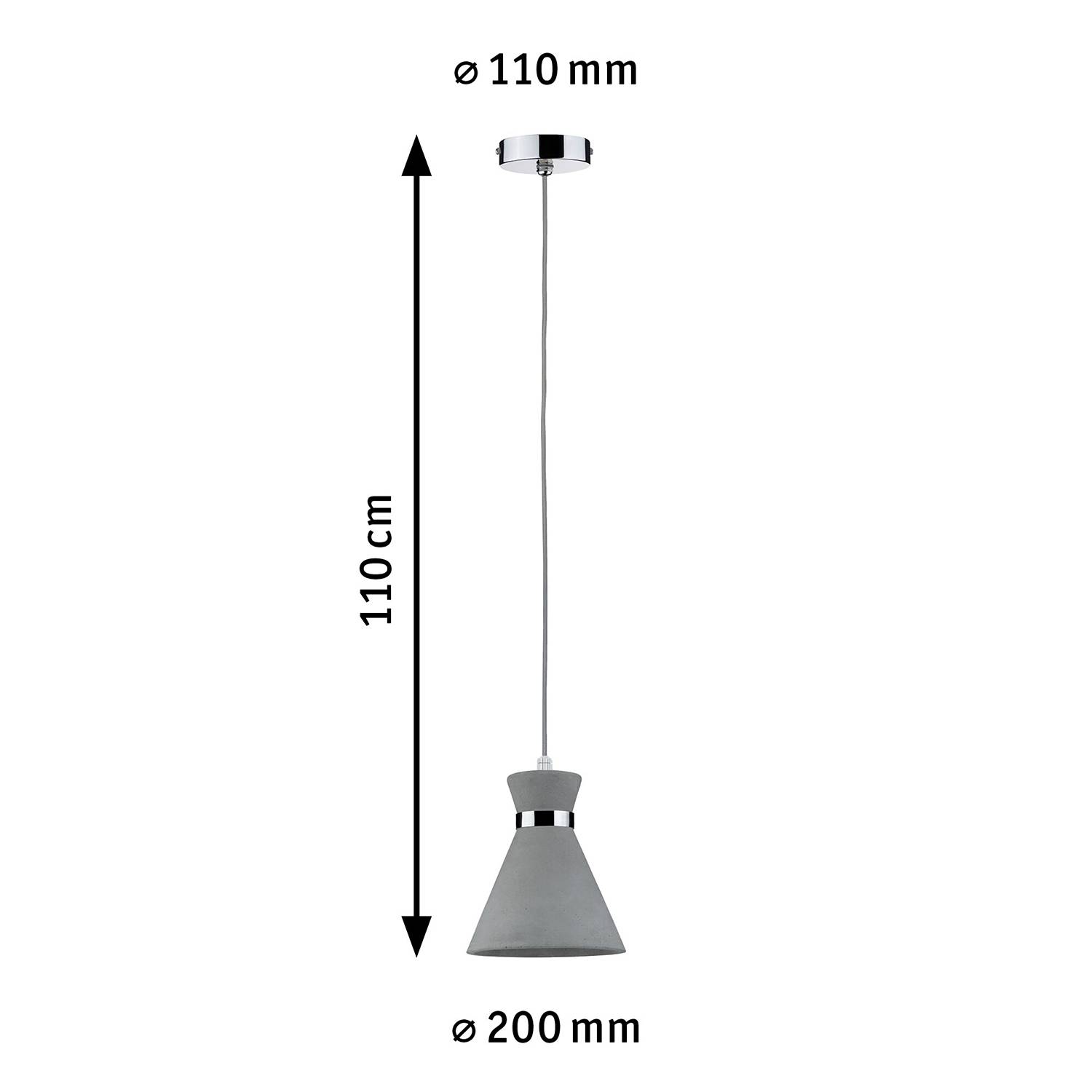 Brooloo Pendelleuchte Beton Chrom 1-flammig