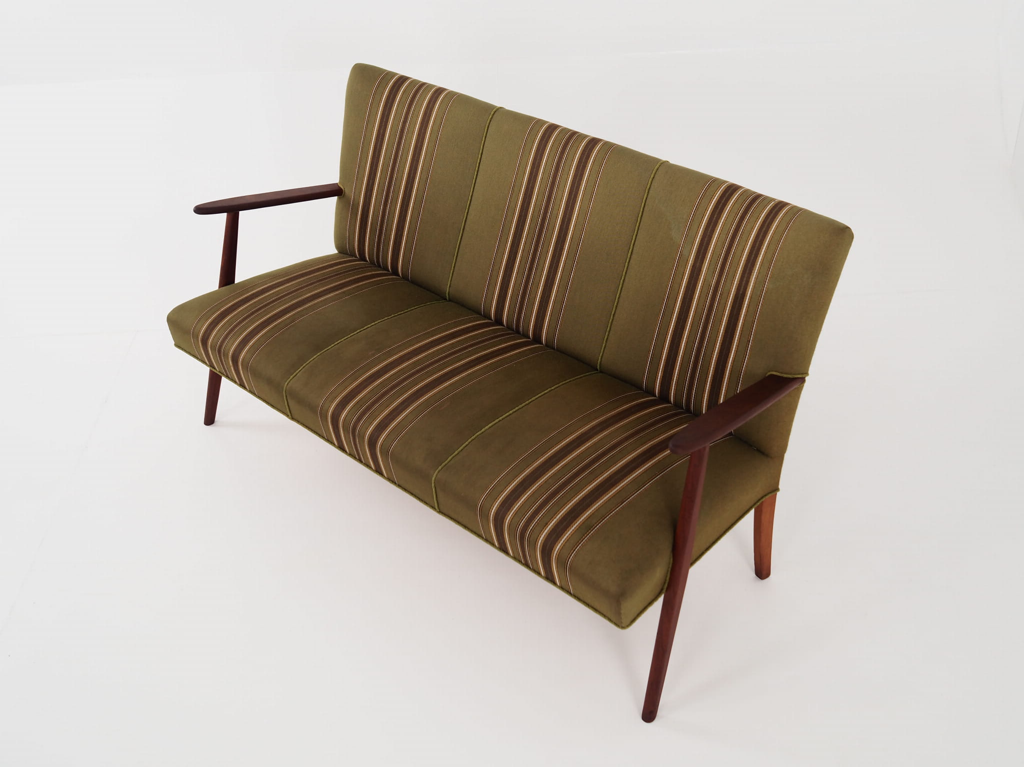 Vintage Sofa Teakholz Textil Grün 1960er Jahre 