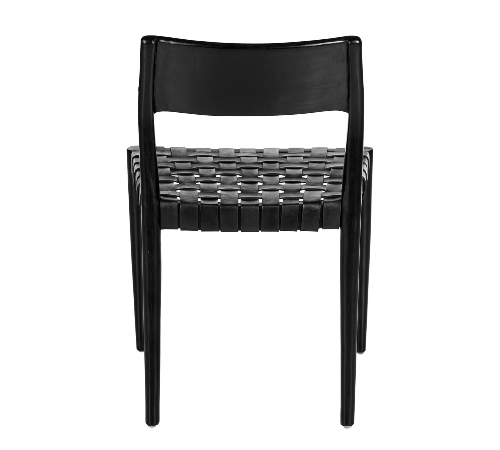 2x Esszimmerstuhl Teakholz Leder Schwarz