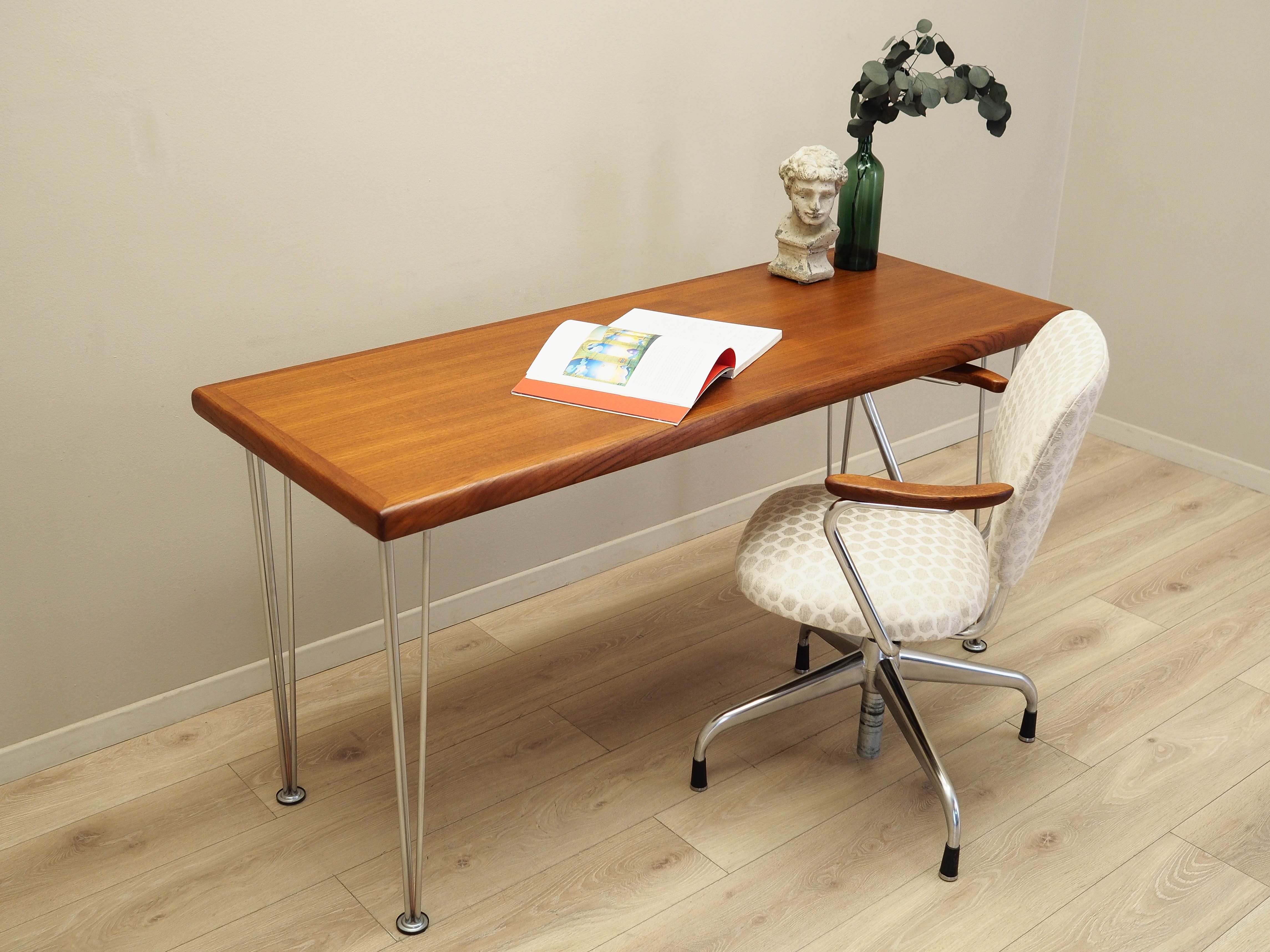 Schreibtisch Teakholz Metall Braun 1970er Jahre