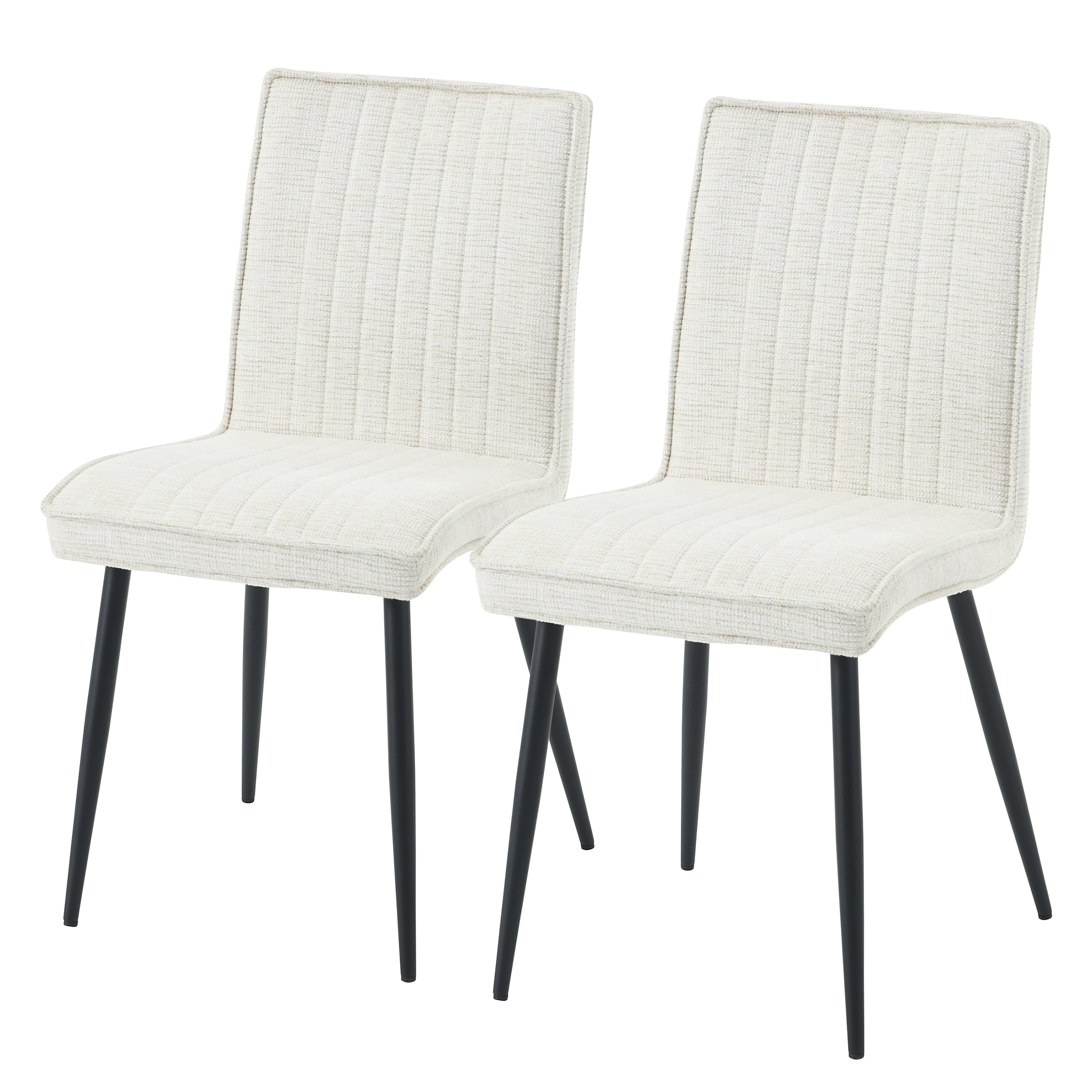 Polsterstuhl CIRIANO 2er-Set Chenille Eisen Beige Schwarz