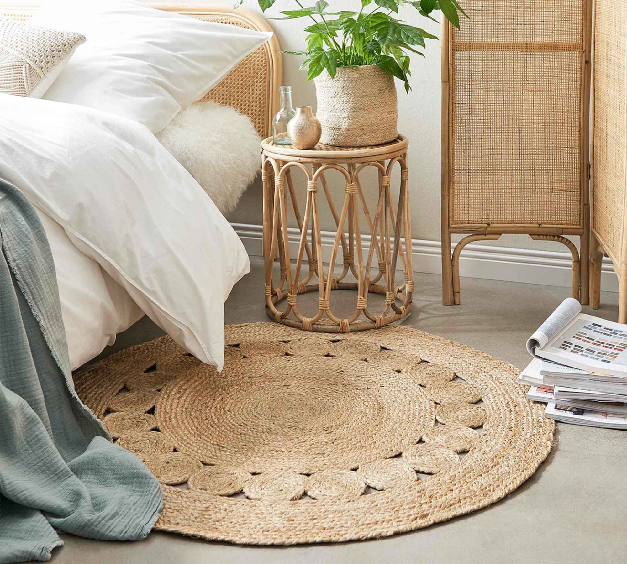 Teppich Hanf Beige 110 cm