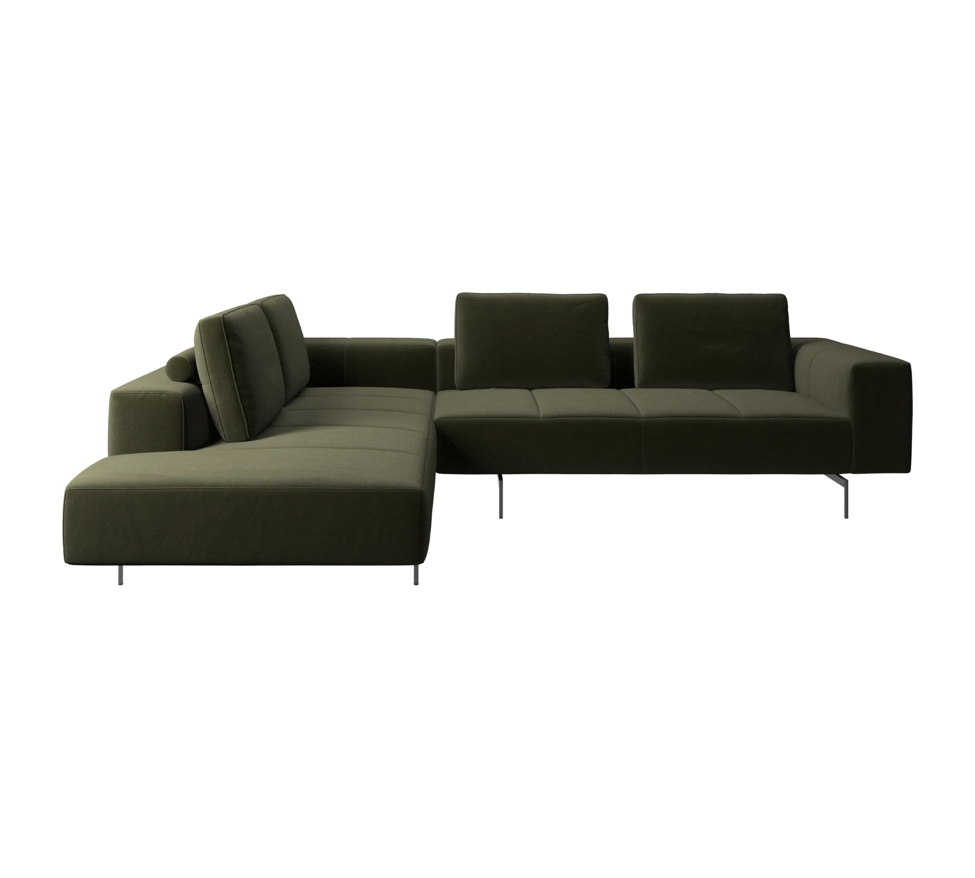 Amsterdam Ecksofa Links Samt 3134 Olivgrün