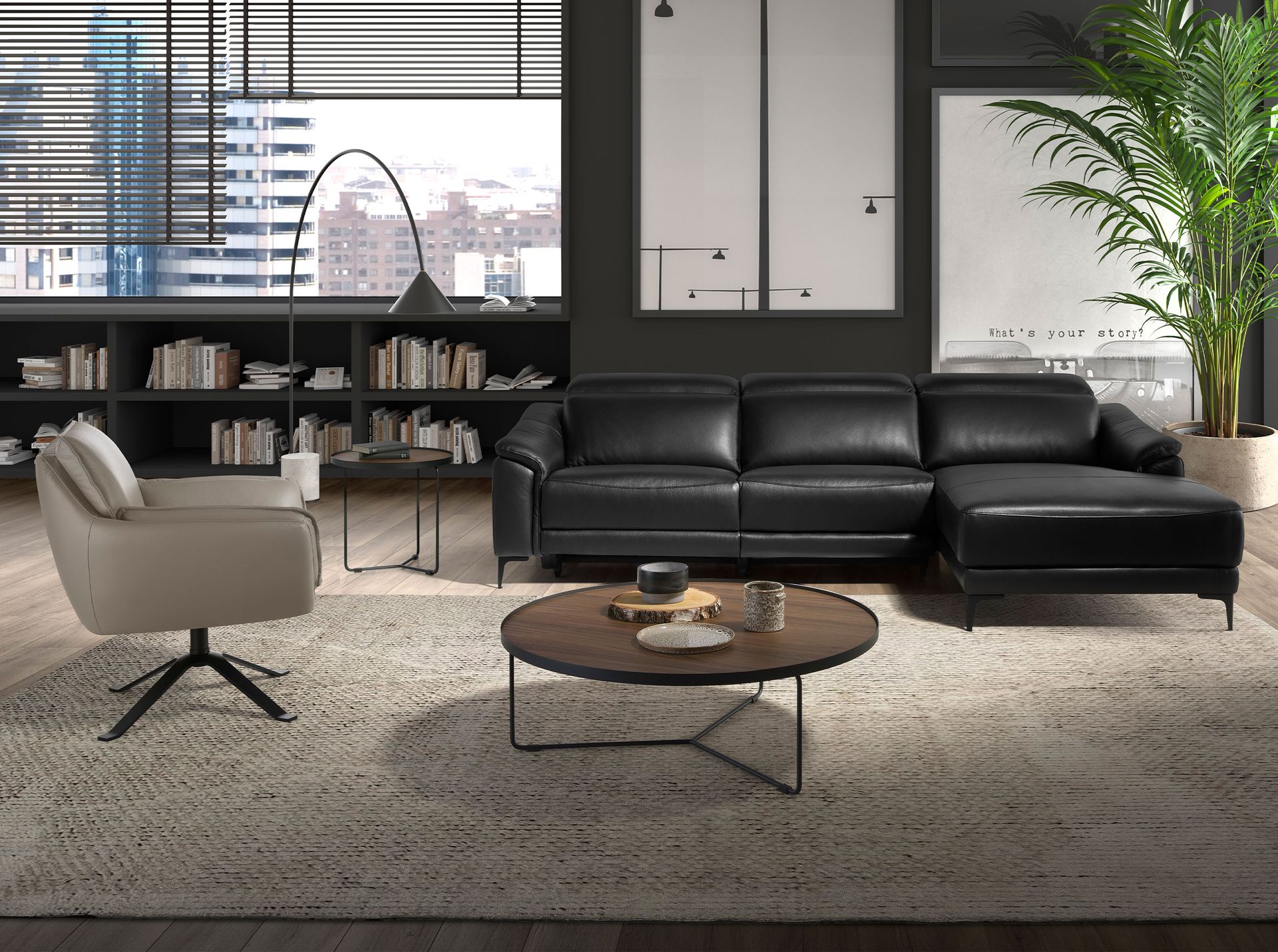 Runder Couchtisch Holzfurnier Stahl 100cm