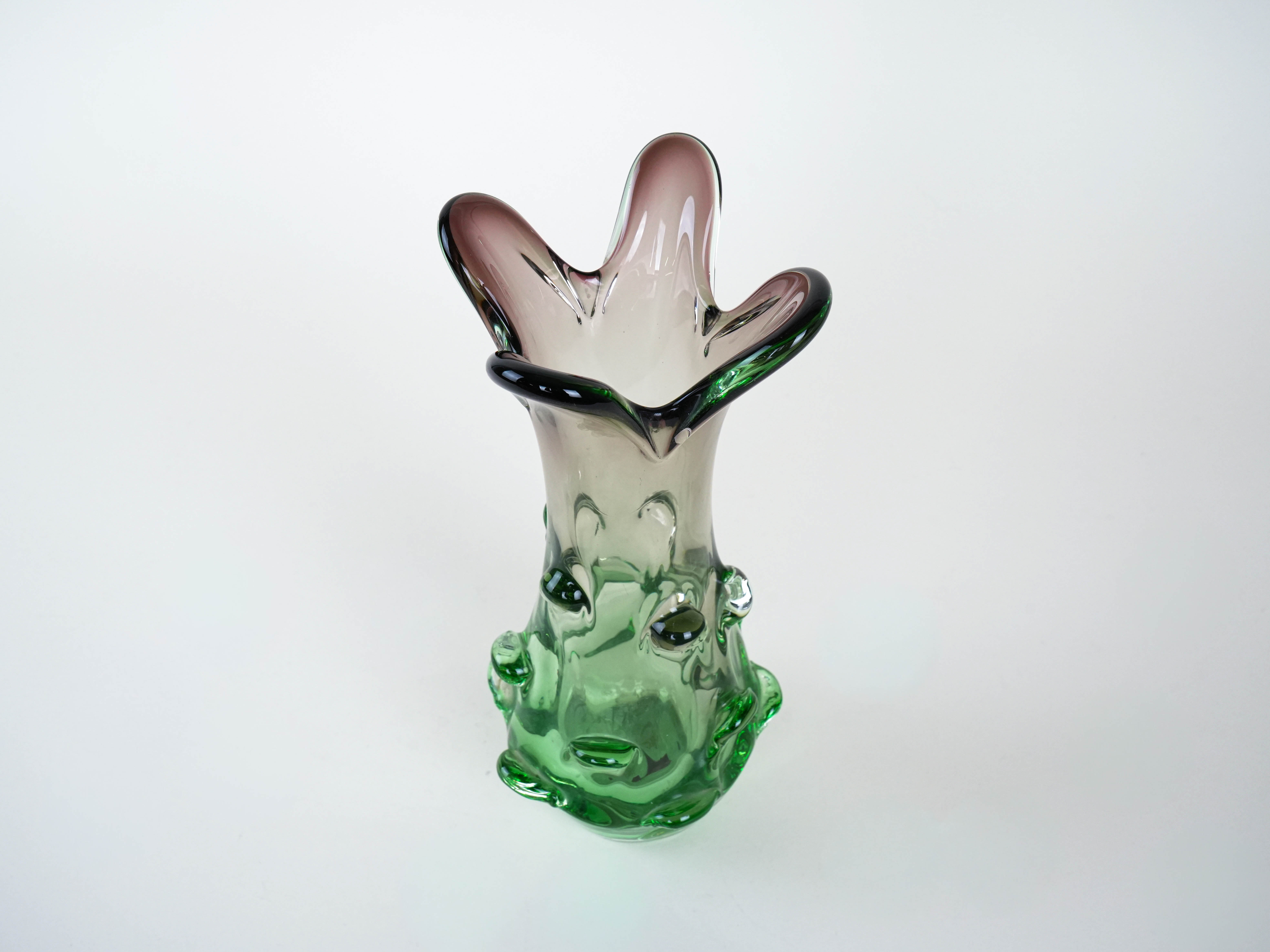 Vase Murano glass Green 1960s