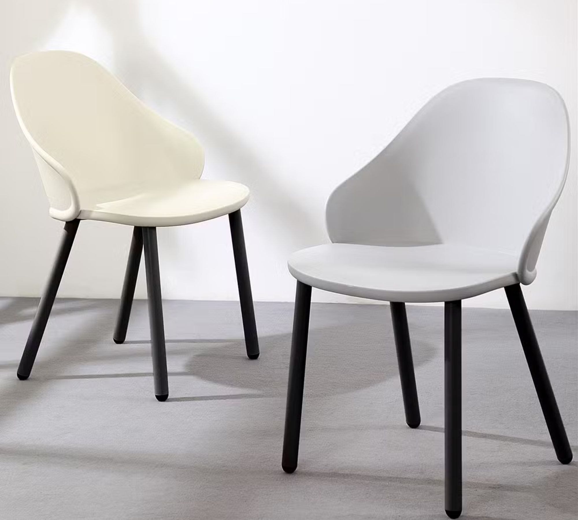 2x Peropos Dining Chair Metal Plastic Grey